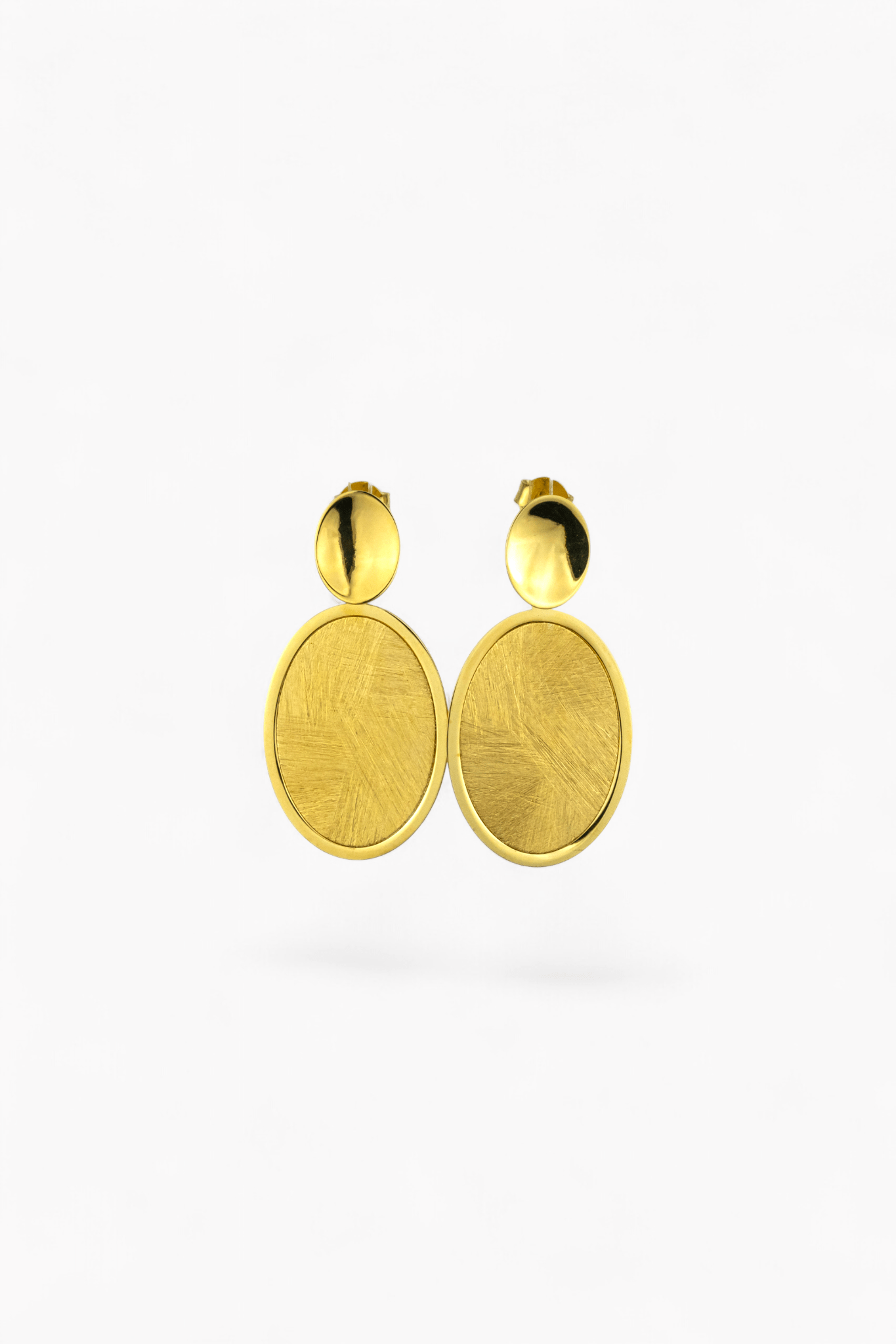 Gold - Tone Textured Oval Drop Earrings - Miraura Jewels