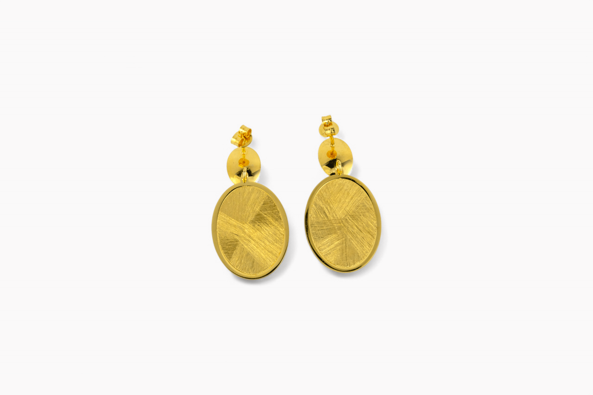 Gold - Tone Textured Oval Drop Earrings - Miraura Jewels