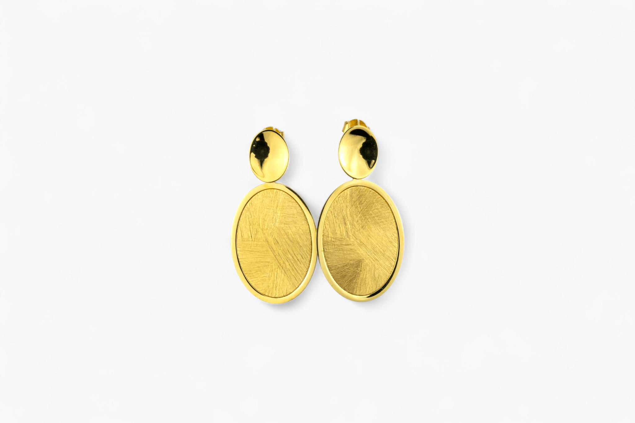 Gold - Tone Textured Oval Drop Earrings - Miraura Jewels