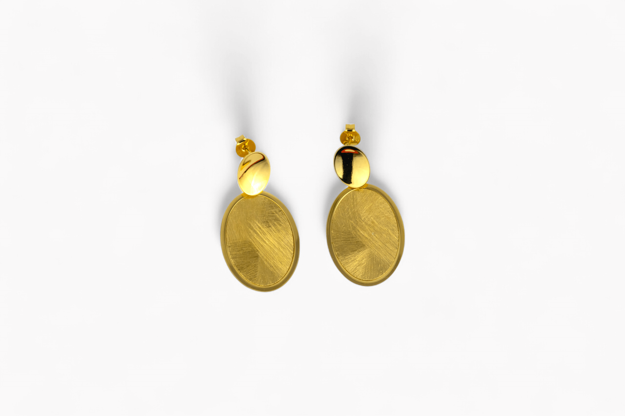 Gold - Tone Textured Oval Drop Earrings - Miraura Jewels