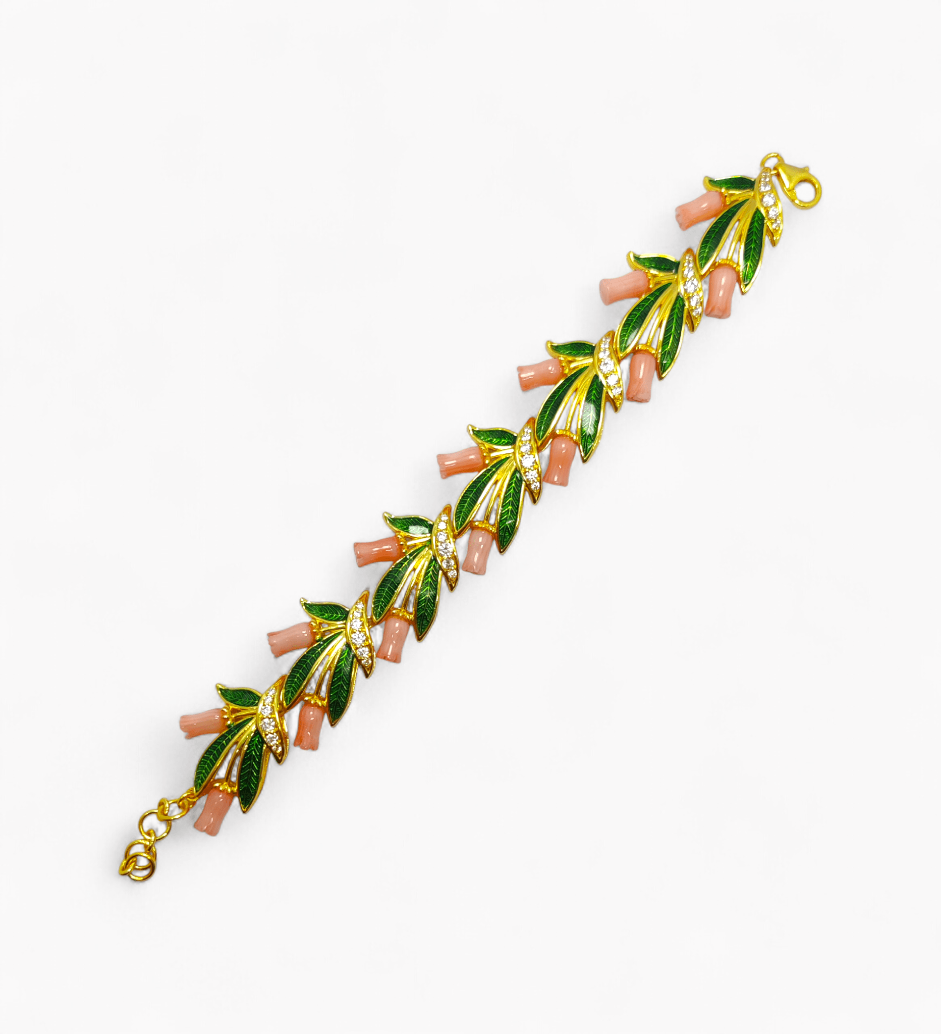 Gold - Toned Coral Blossom Vine Bracelet - Miraura Jewels