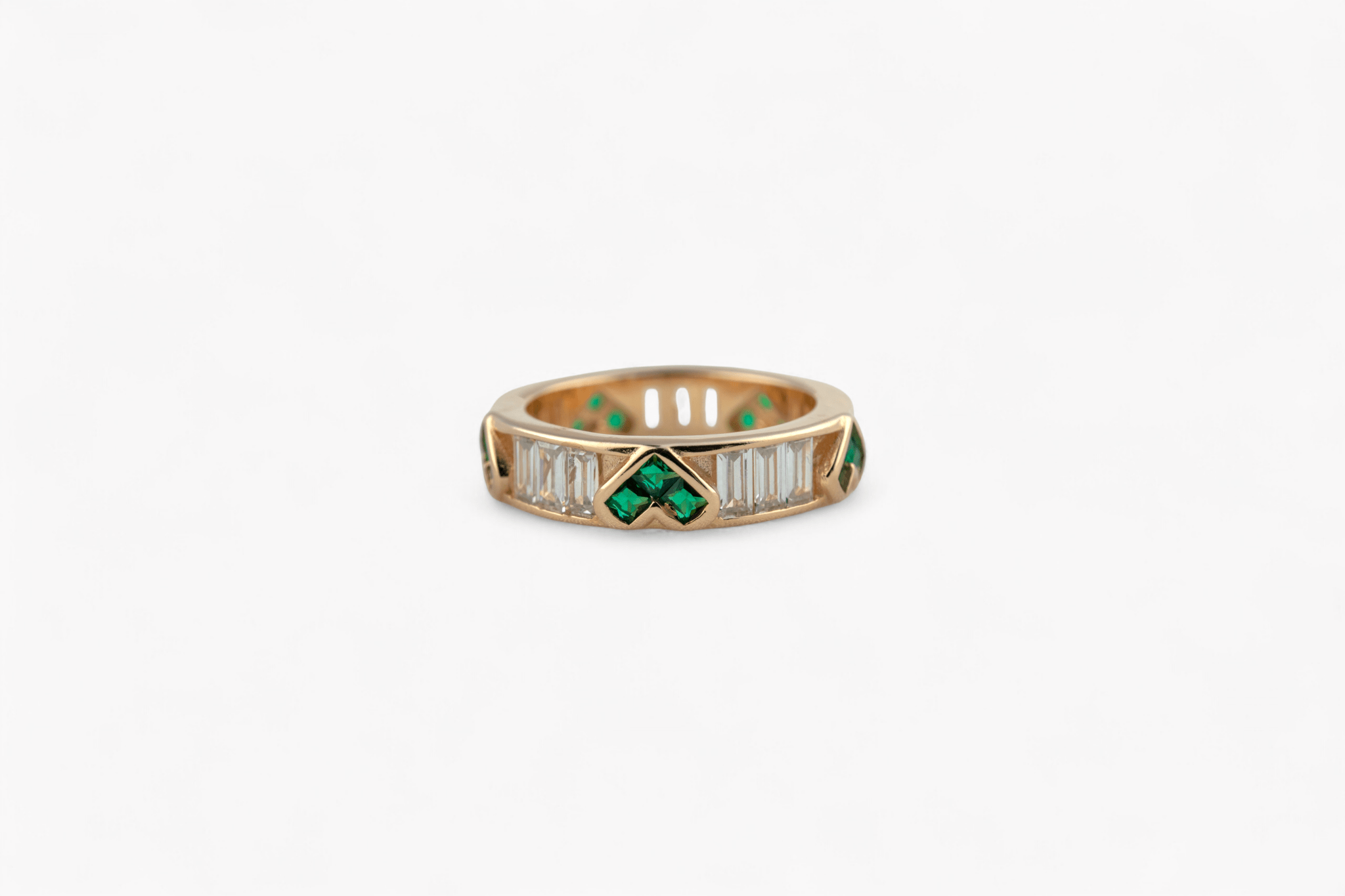 Green Heart & Baguette Ring - Miraura Jewels