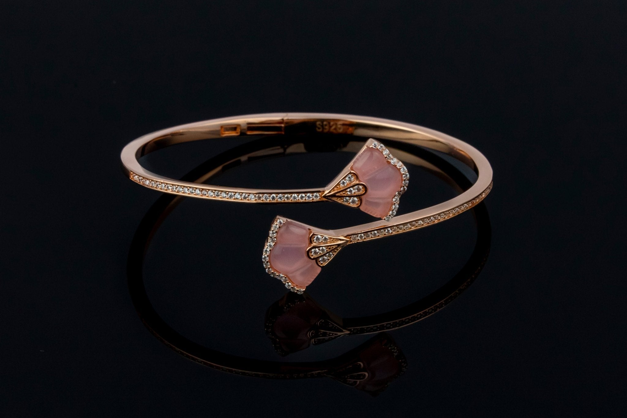 Hammered Pink Gem Cuff - Miraura Jewels