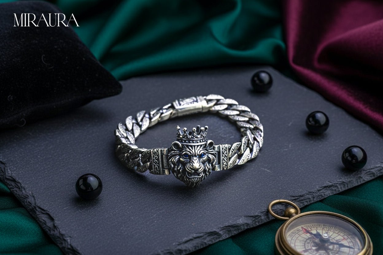 Lion Head Curb Chain Bracelet - Miraura Jewels