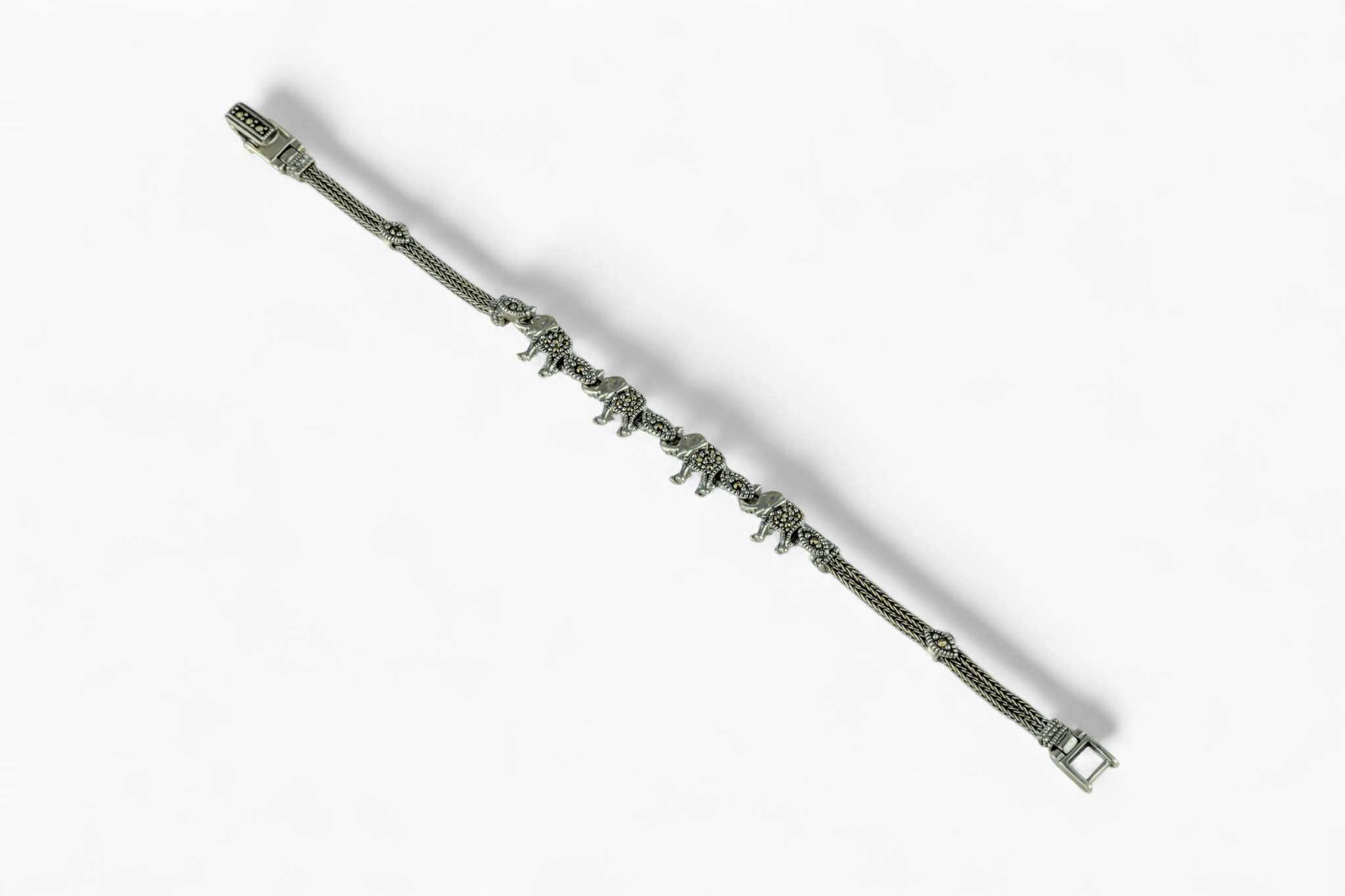 Marcasite Elephant Charm Bracelet - Miraura Jewels