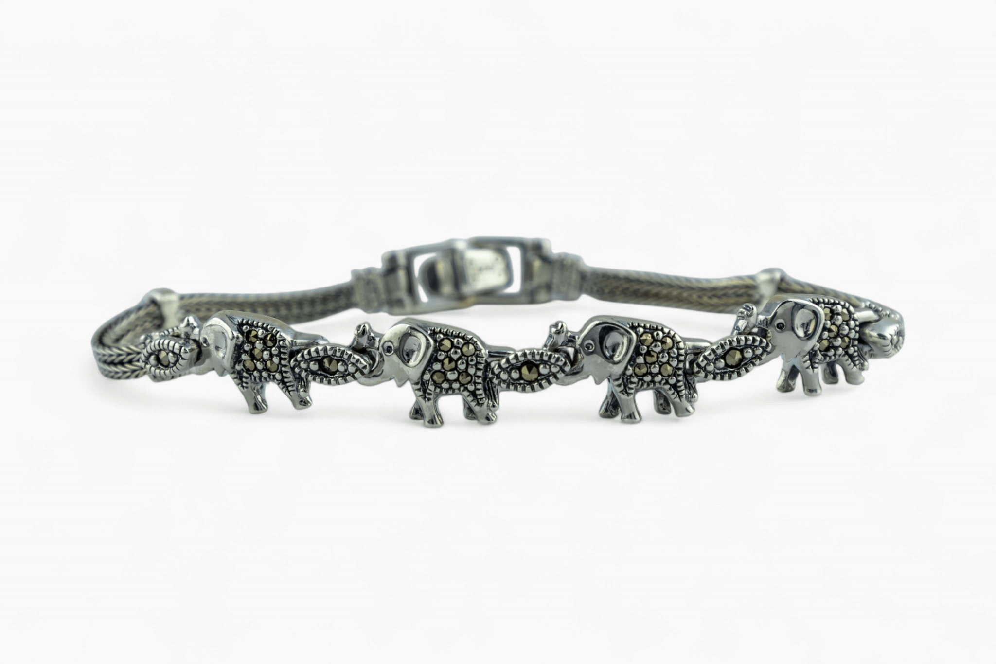 Marcasite Elephant Charm Bracelet - Miraura Jewels
