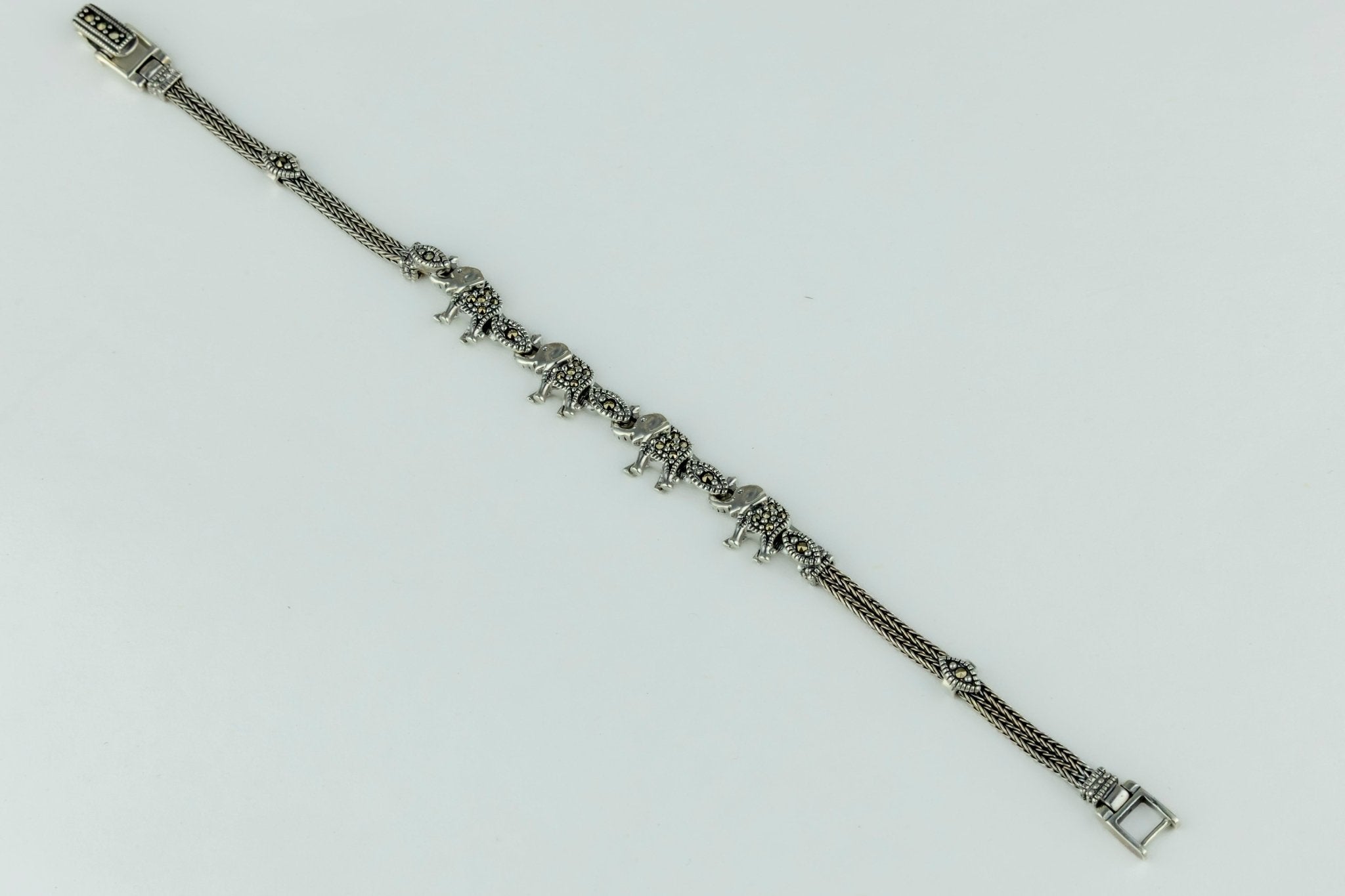 Marcasite Elephant Charm Bracelet - Miraura Jewels