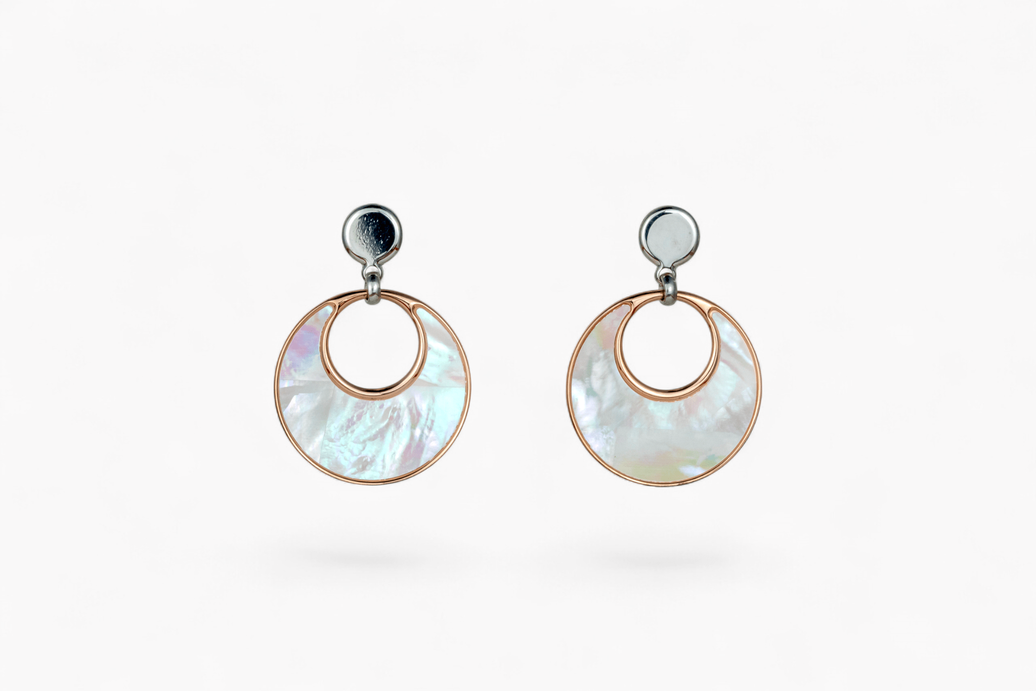 Mother - of - Pearl Crescent Disc Earrings - Miraura Jewels