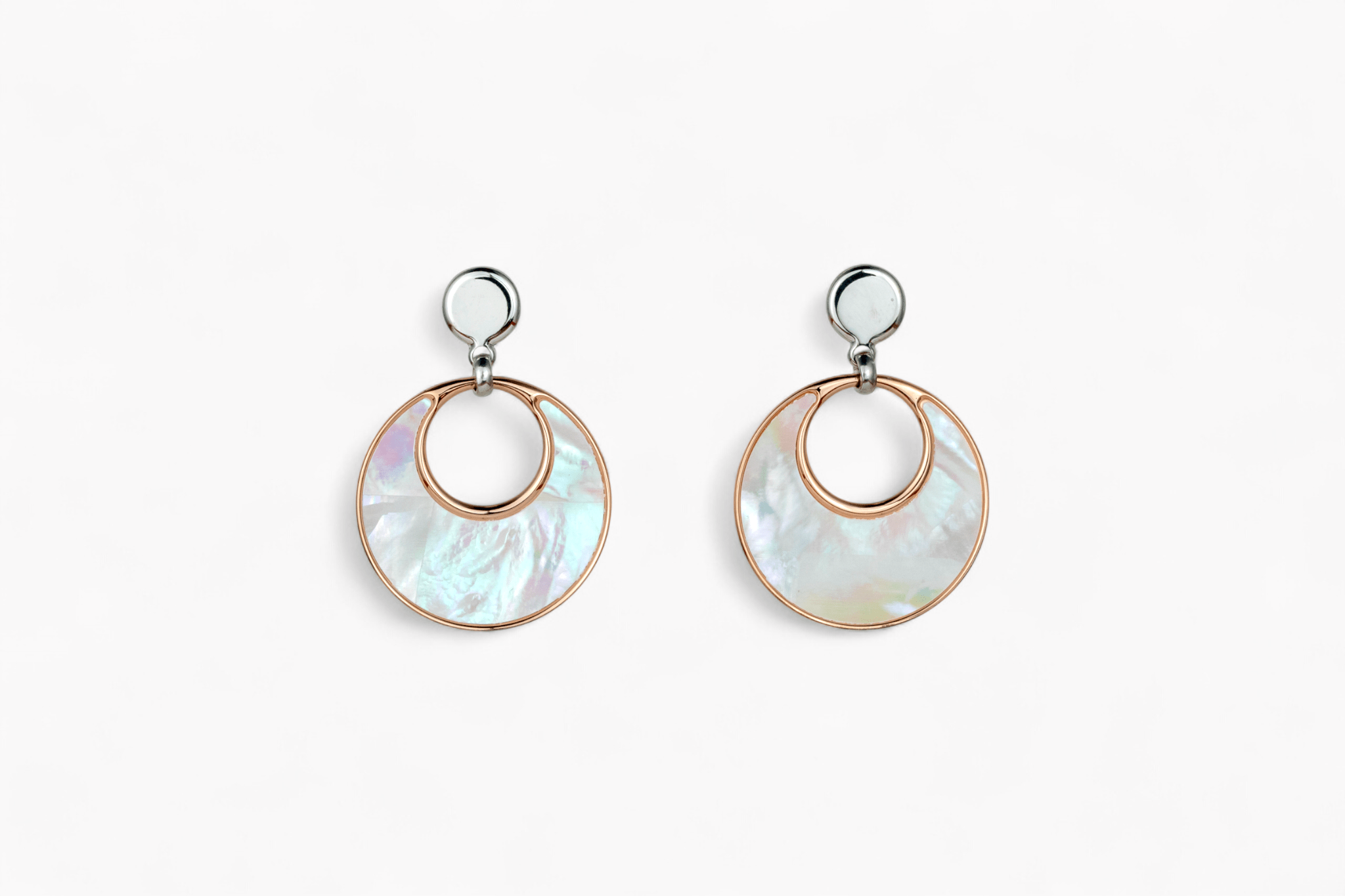 Mother - of - Pearl Crescent Disc Earrings - Miraura Jewels