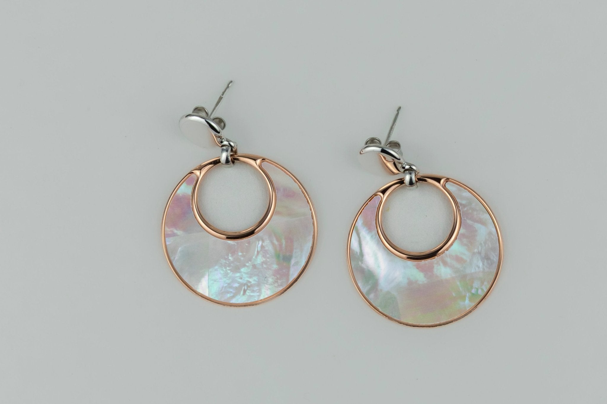 Mother - of - Pearl Crescent Disc Earrings - Miraura Jewels