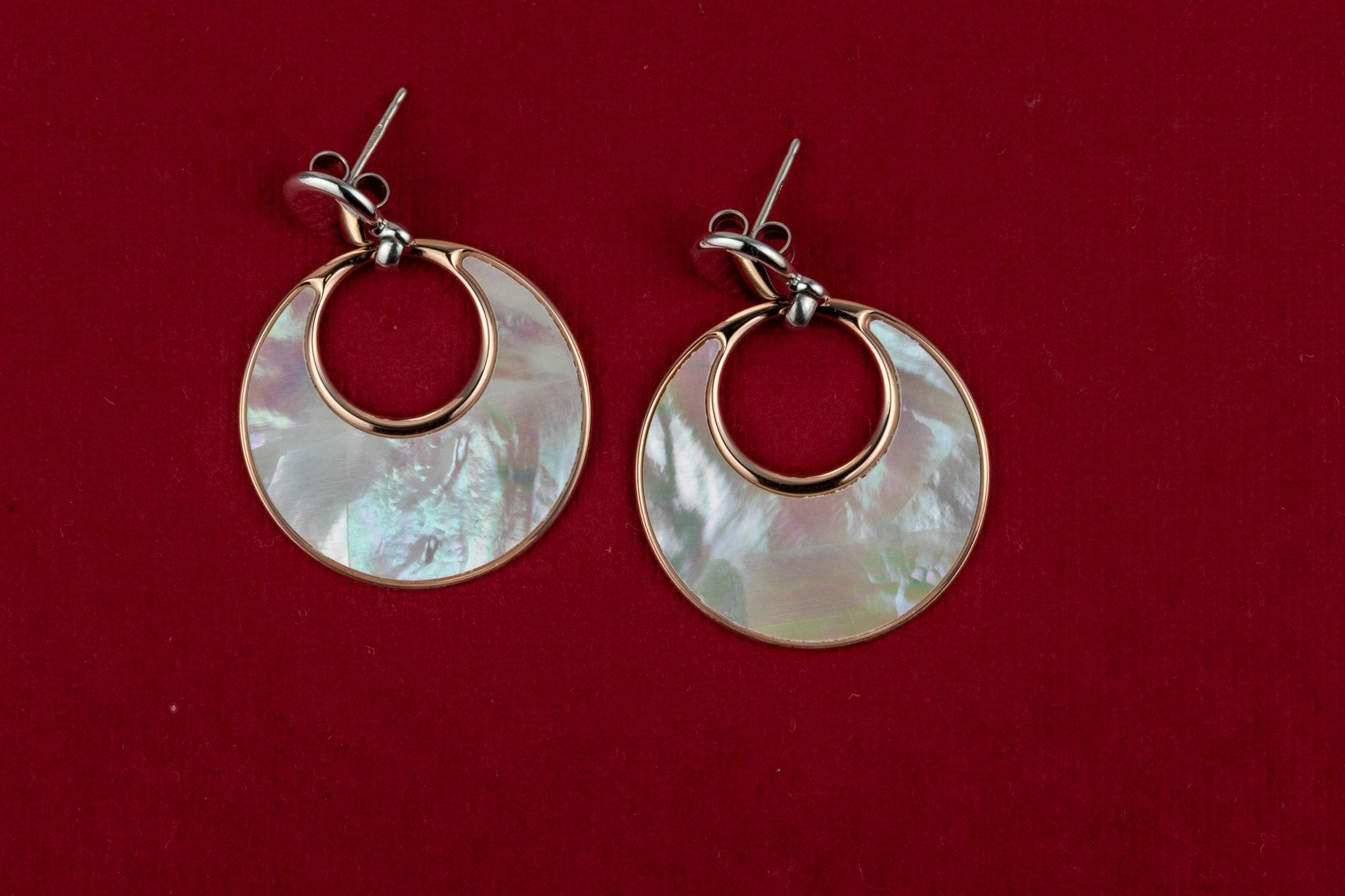 Mother - of - Pearl Crescent Disc Earrings - Miraura Jewels