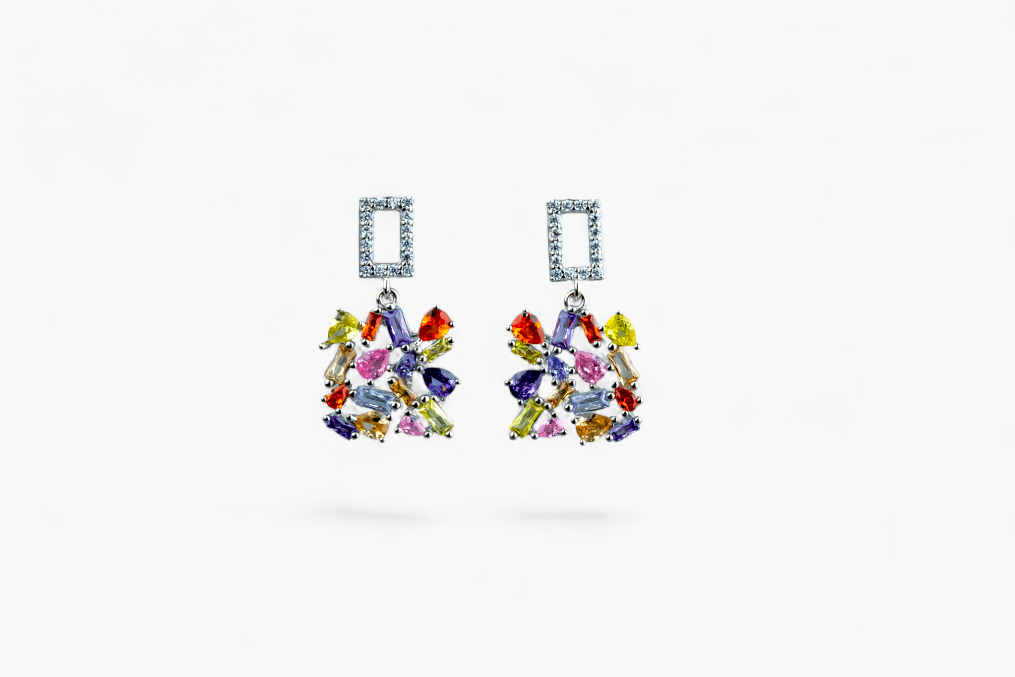Multicolor Gem Cluster Drop Earrings - Miraura Jewels