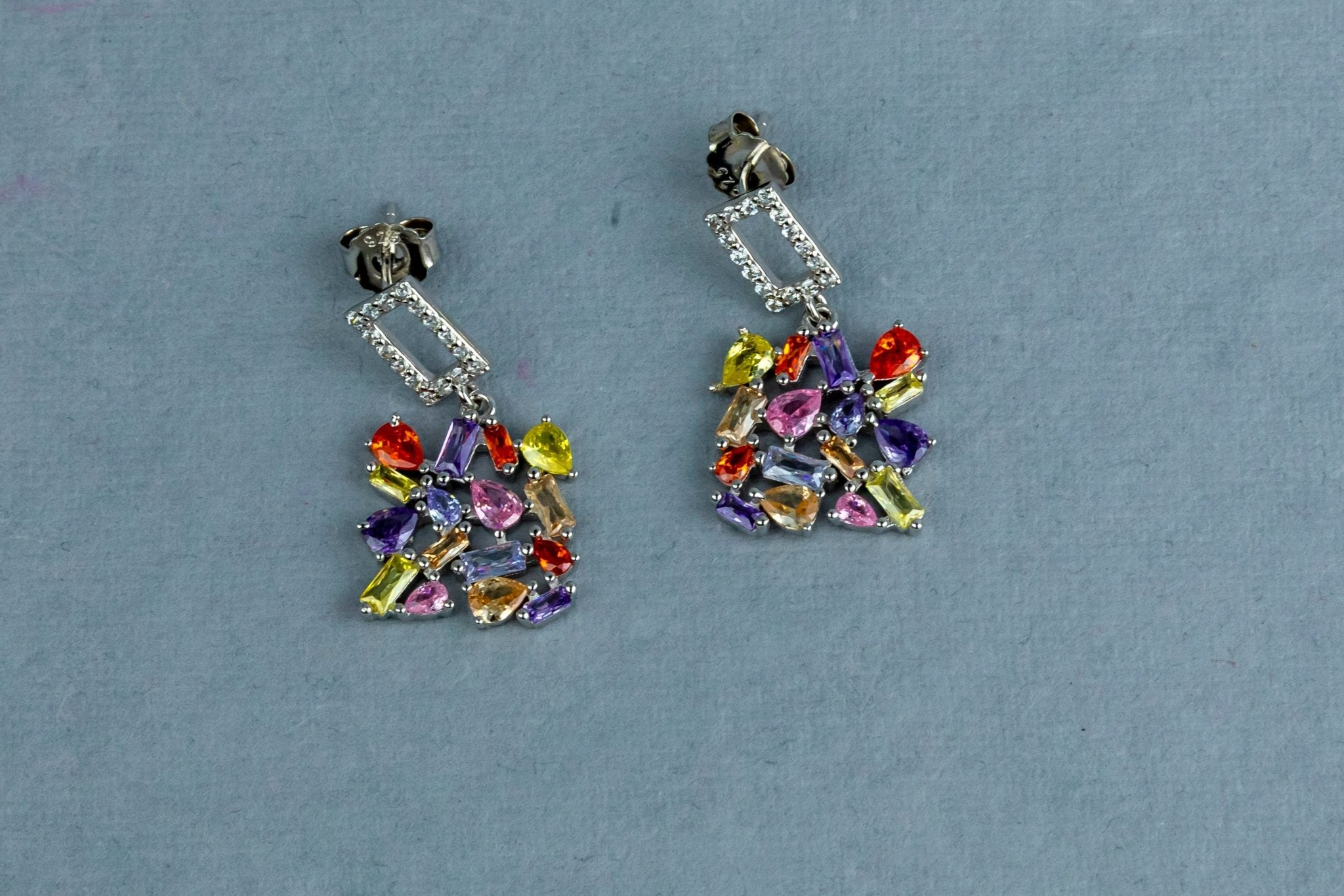 Multicolor Gem Cluster Drop Earrings - Miraura Jewels