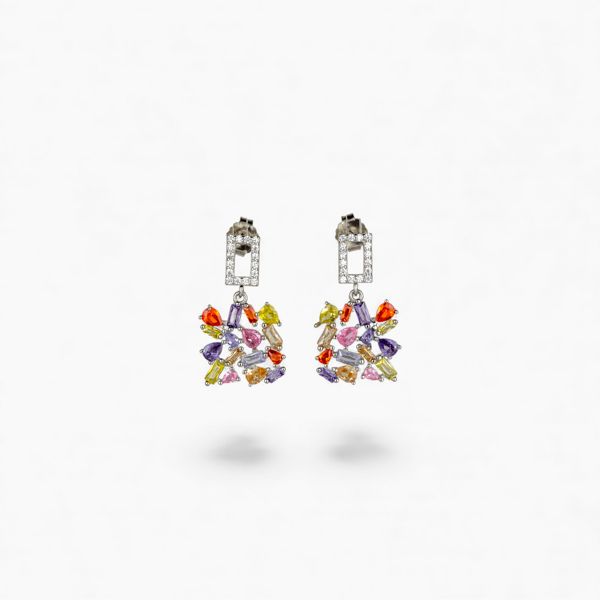 Multicolor Gem Cluster Drop Earrings - Miraura Jewels