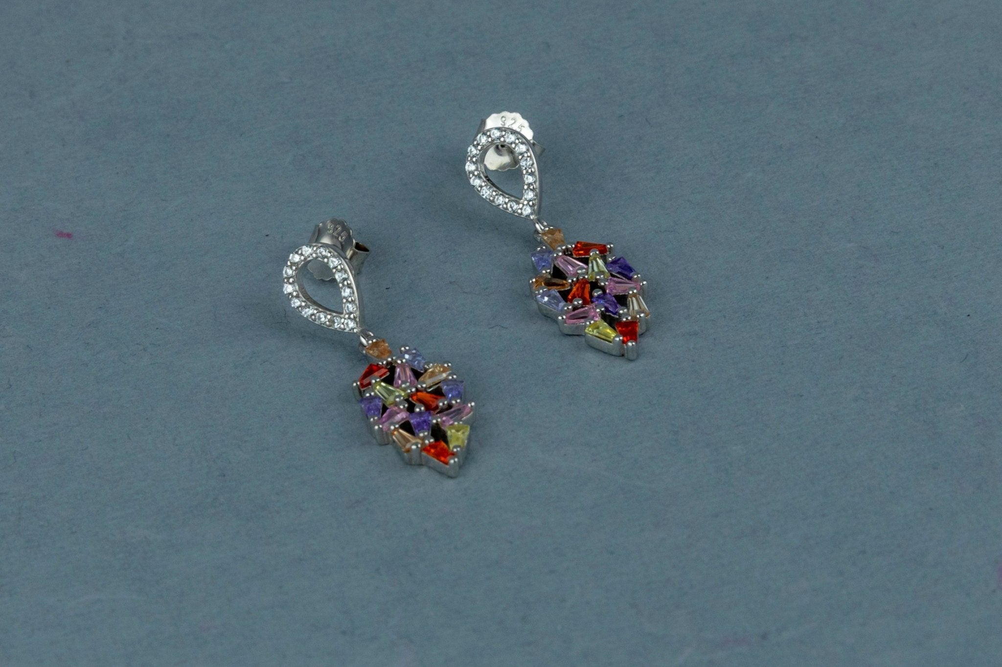 Multicolor Gemstone Leaf Earrings - Miraura Jewels