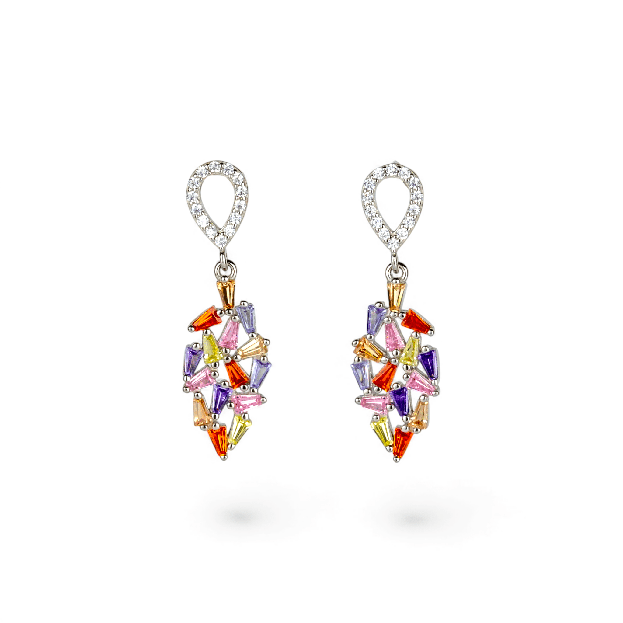 Multicolor Gemstone Leaf Earrings - Miraura Jewels