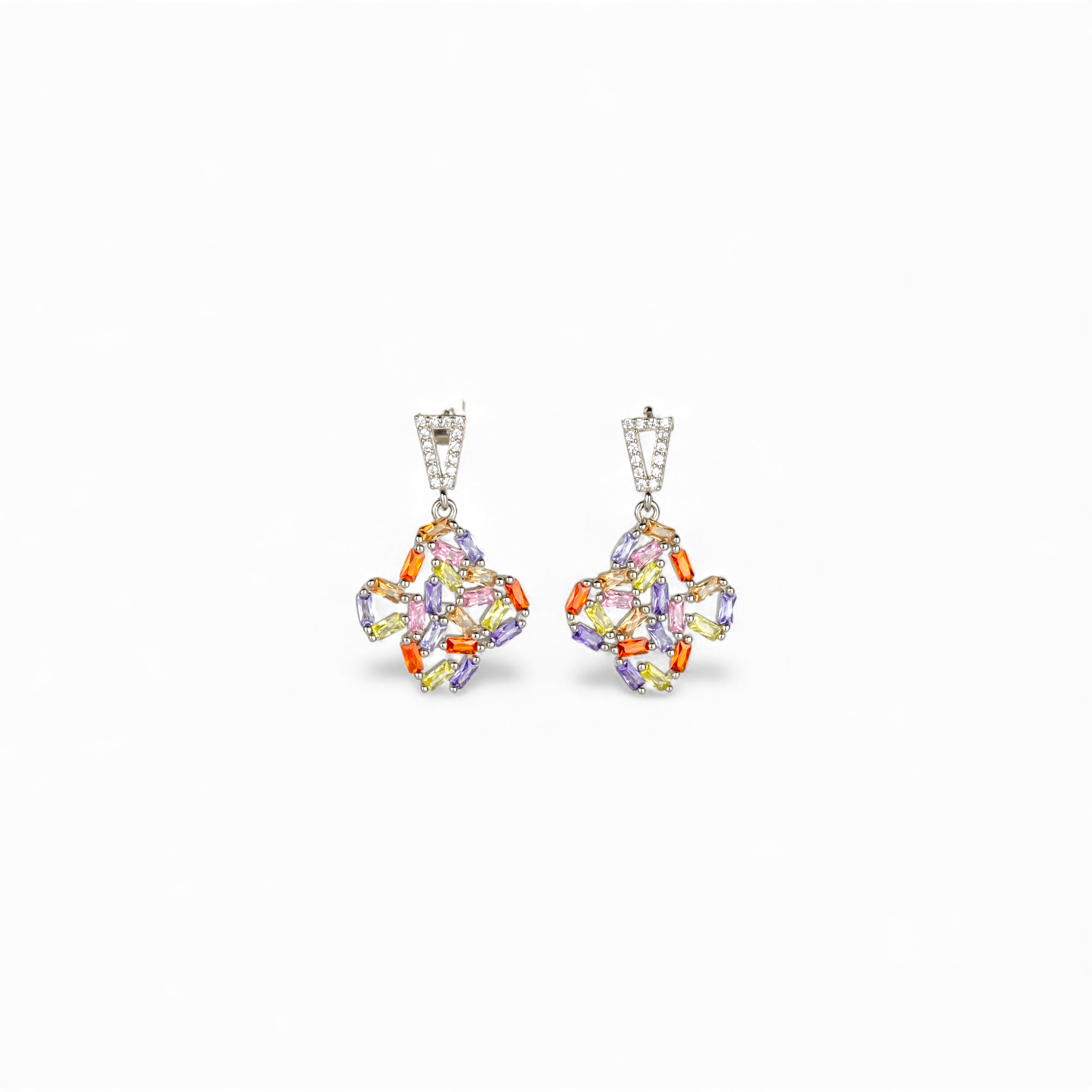 Multicolor Gemstone Ornate Drop Earrings - Miraura Jewels