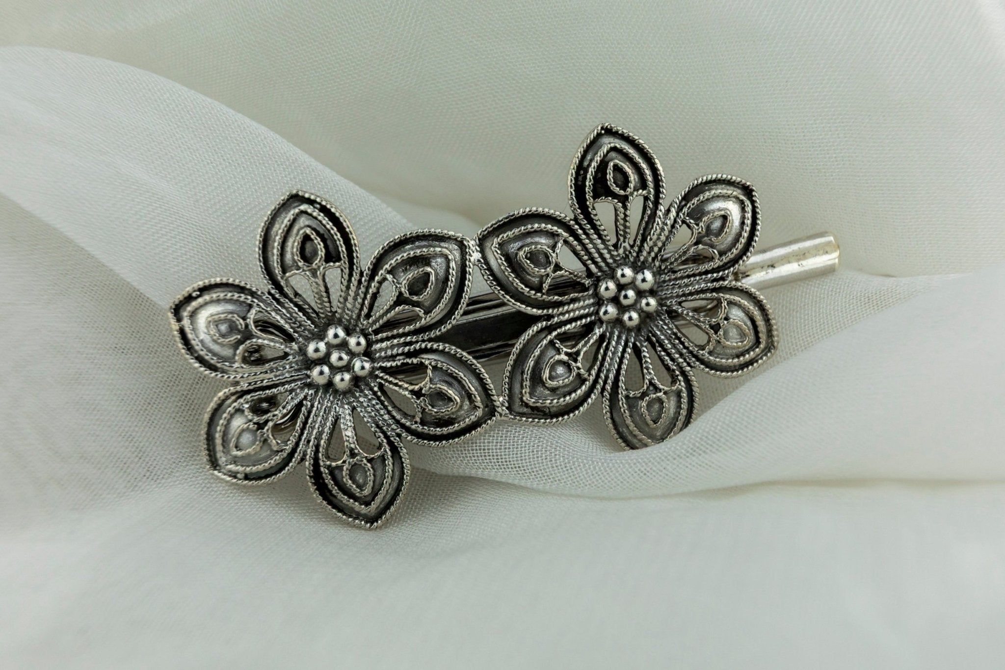 Openwork Double Flower Hair Clip - Miraura Jewels