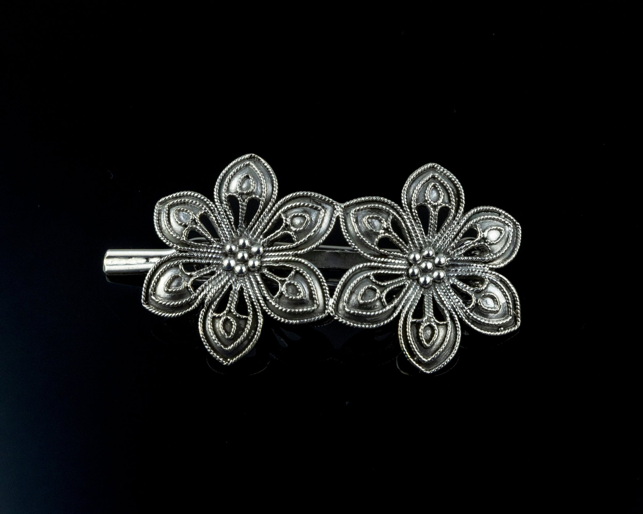 Openwork Double Flower Hair Clip - Miraura Jewels