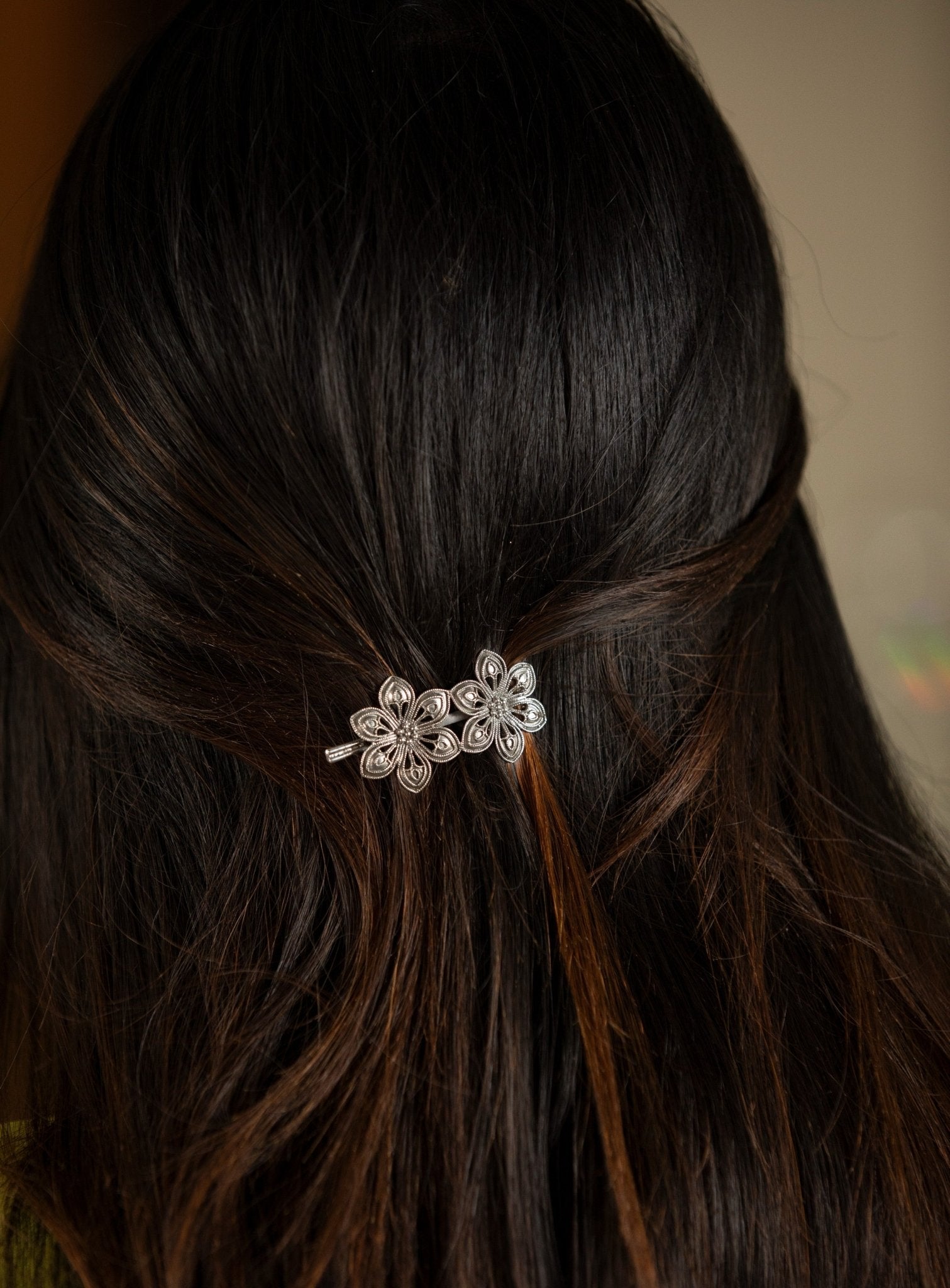 Openwork Double Flower Hair Clip - Miraura Jewels