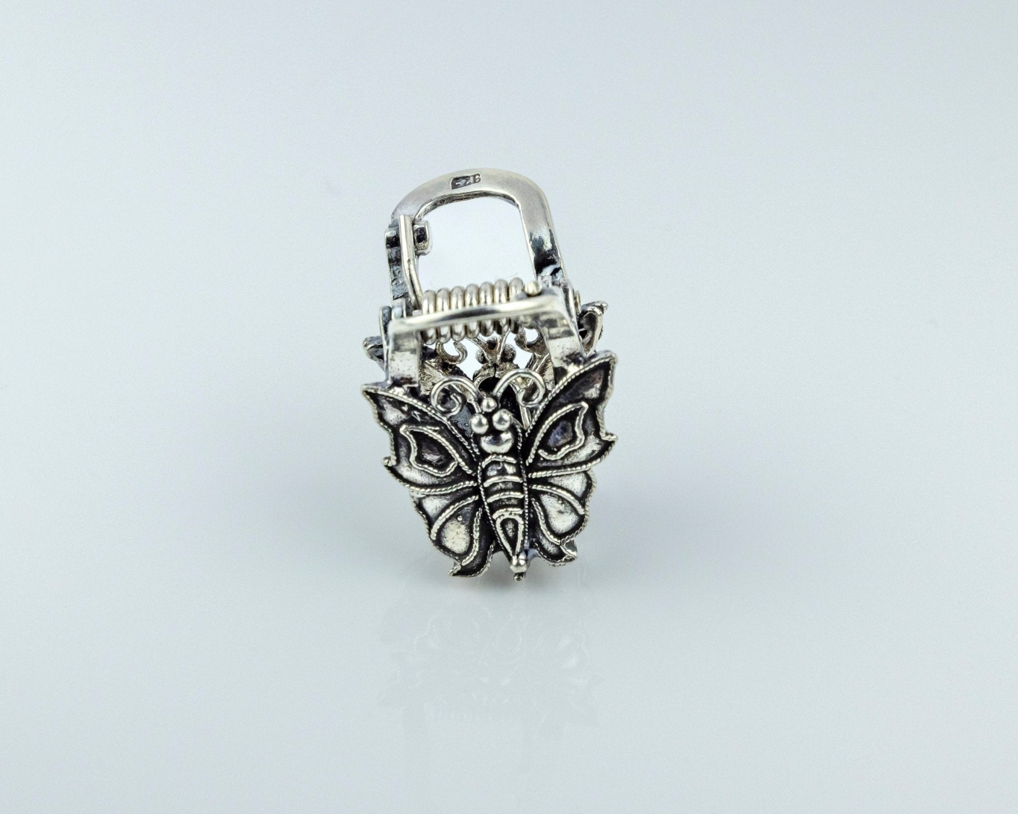 Ornate Silver Butterfly Jaw Hair Clip - Miraura Jewels