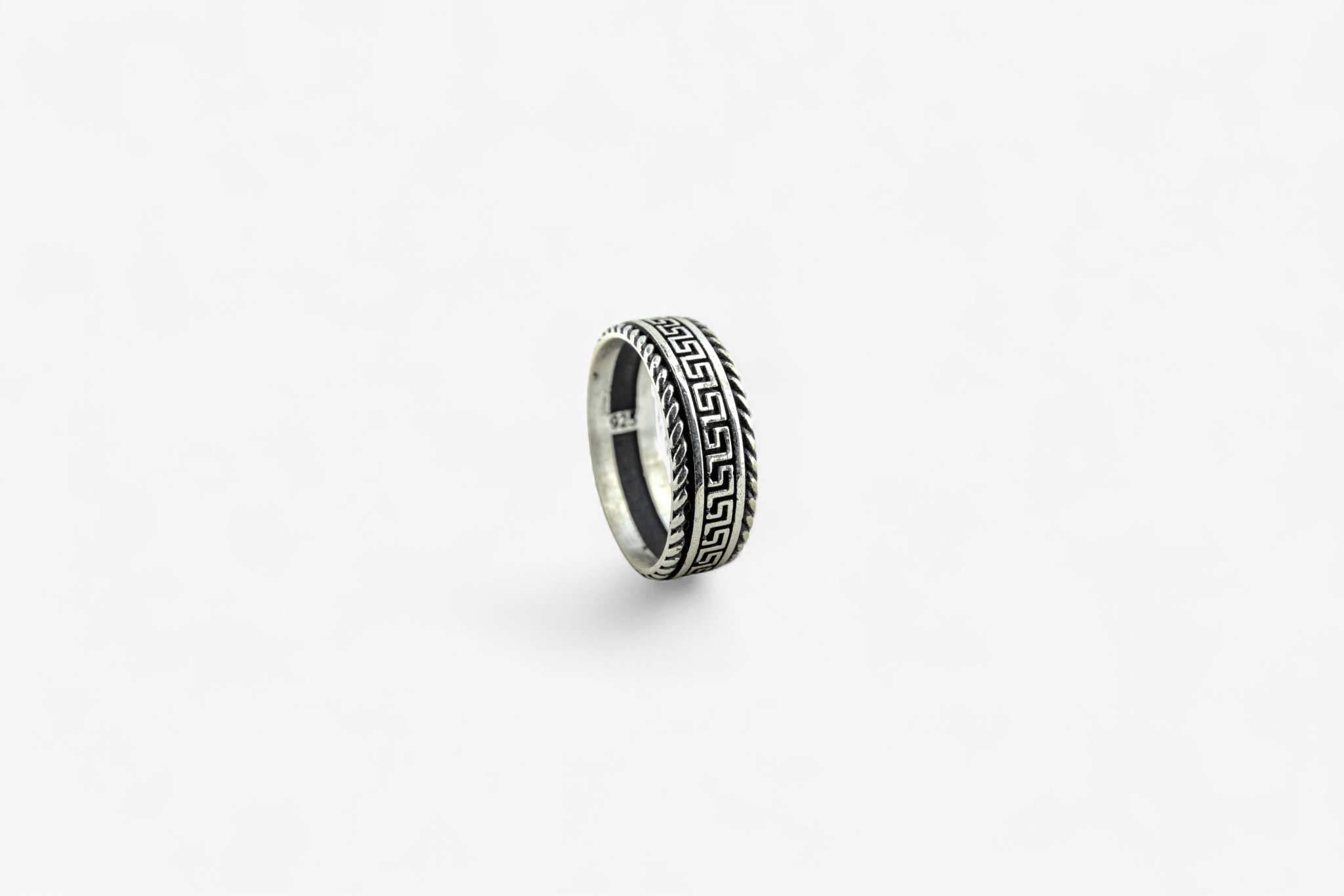 Oxidized Greek Key Band - Miraura Jewels