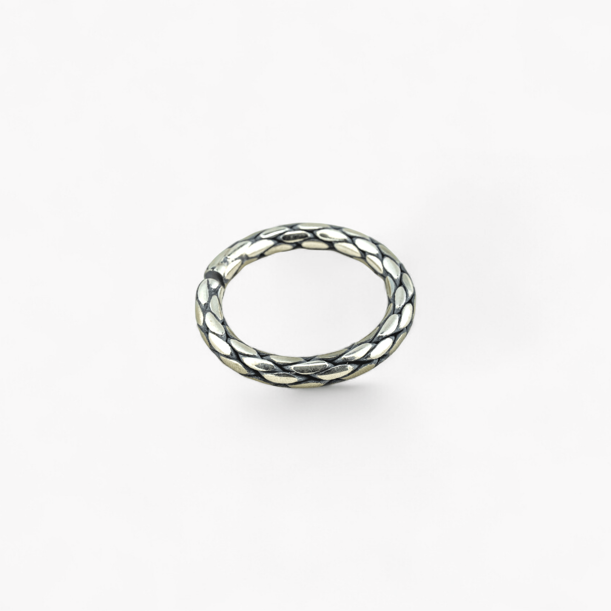 Oxidized Silver Snake Scale Adjustable Ring - Miraura Jewels