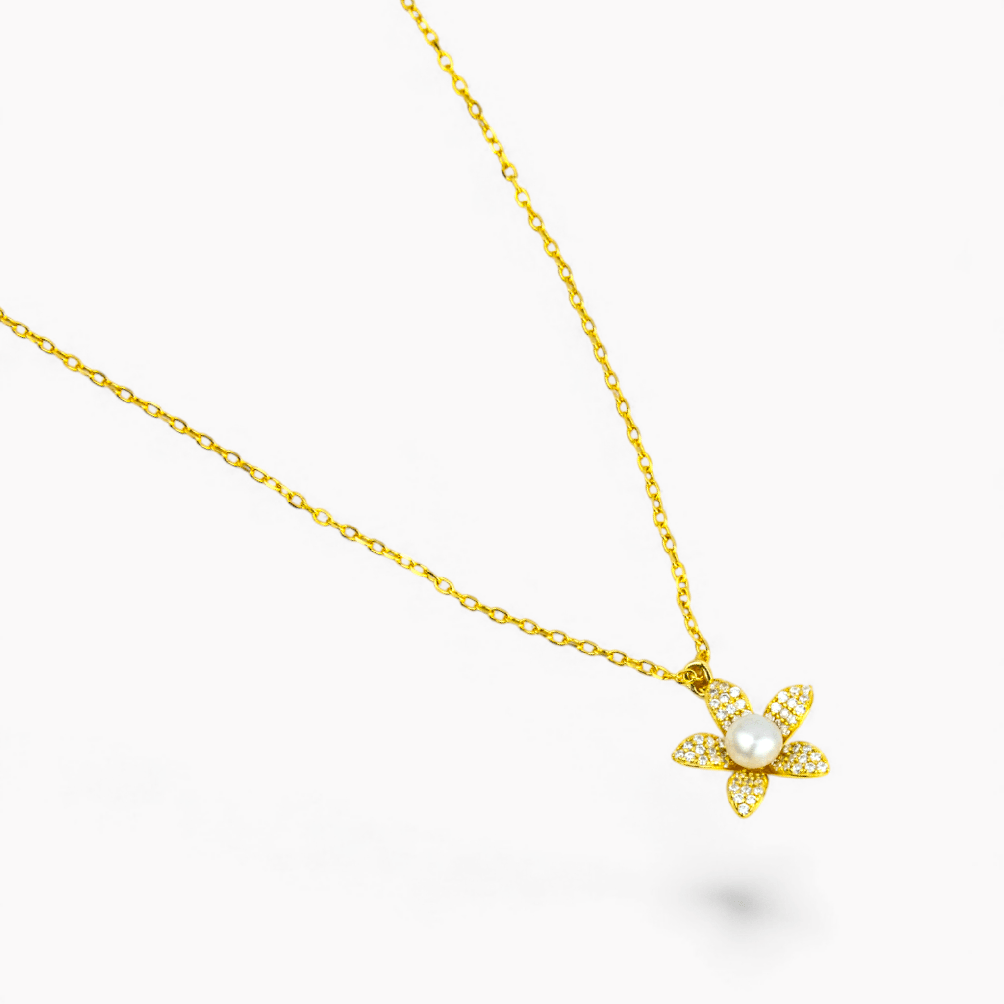 Pearl & Crystal Flower Pendant - Miraura Jewels