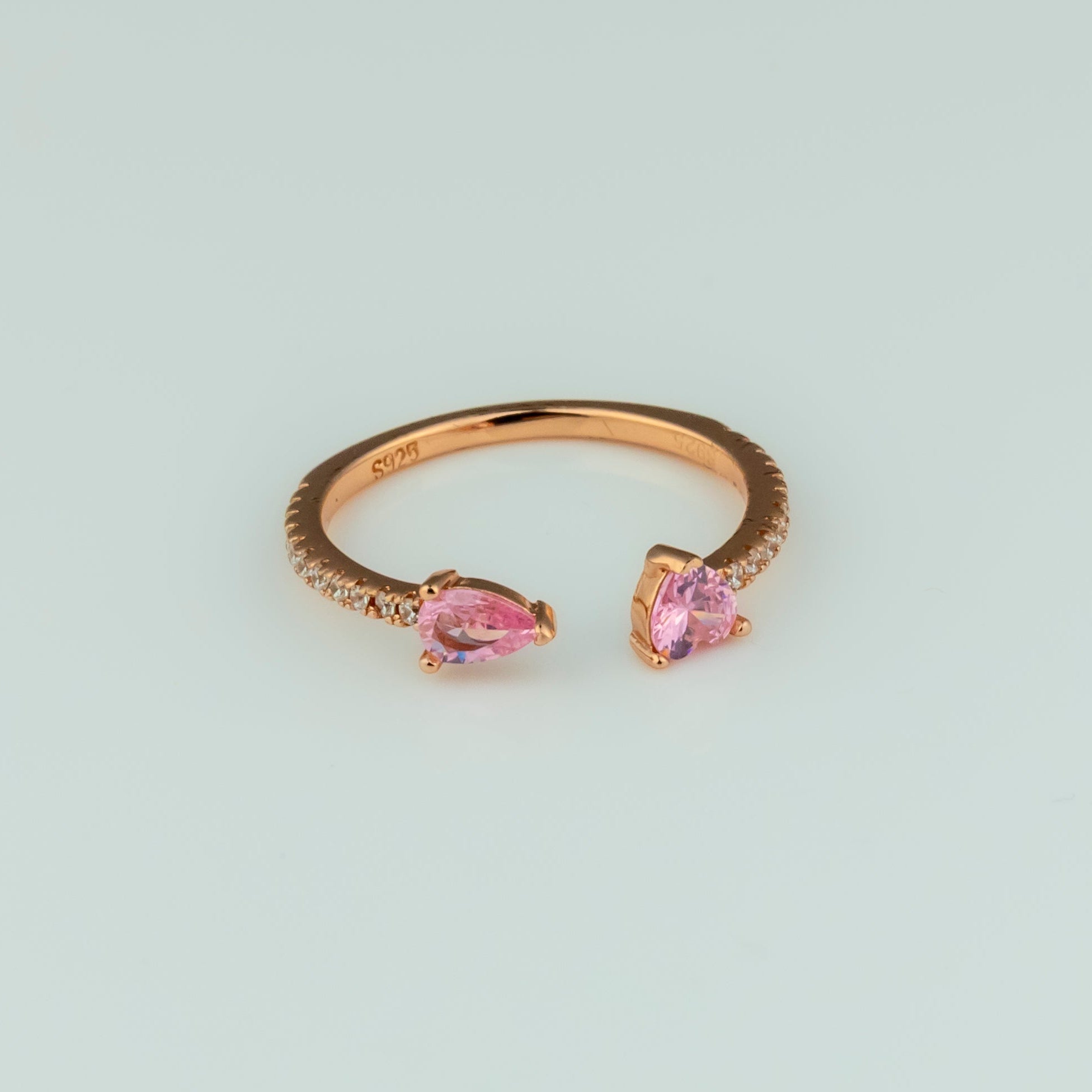 Pink Heart Open Cuff Ring - Miraura Jewels