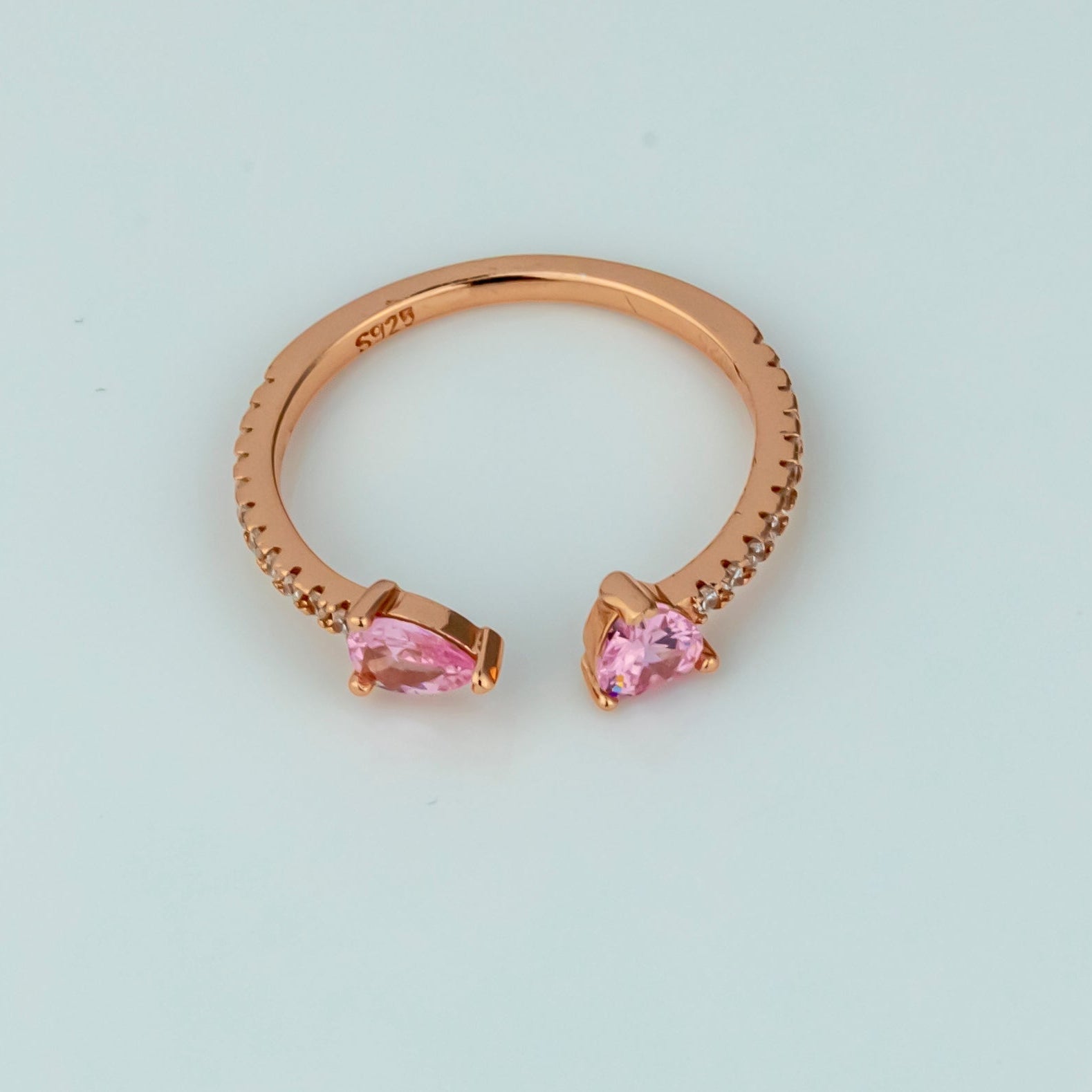 Pink Heart Open Cuff Ring - Miraura Jewels