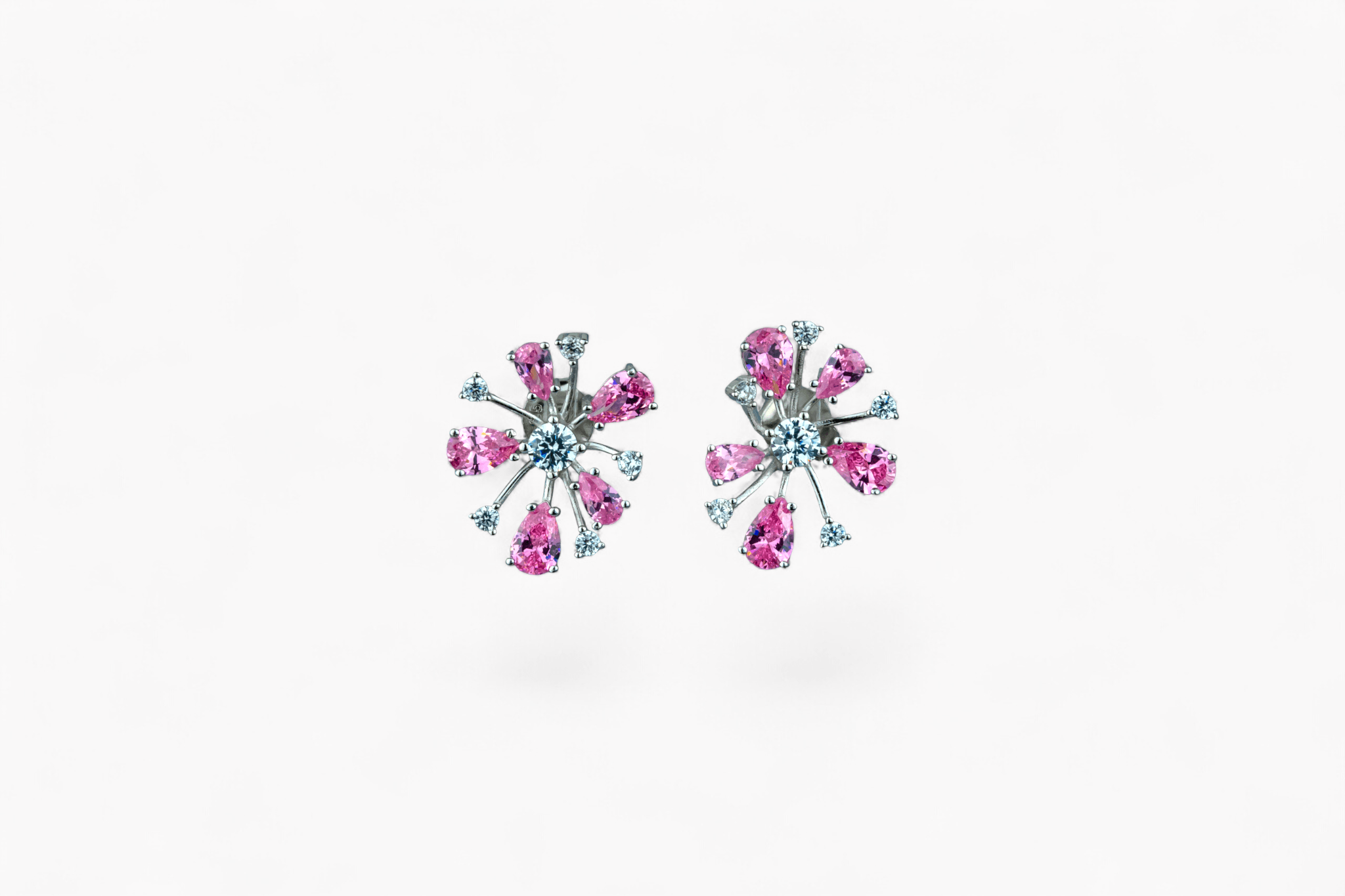 Pink & White Flower Burst Studs - Miraura Jewels