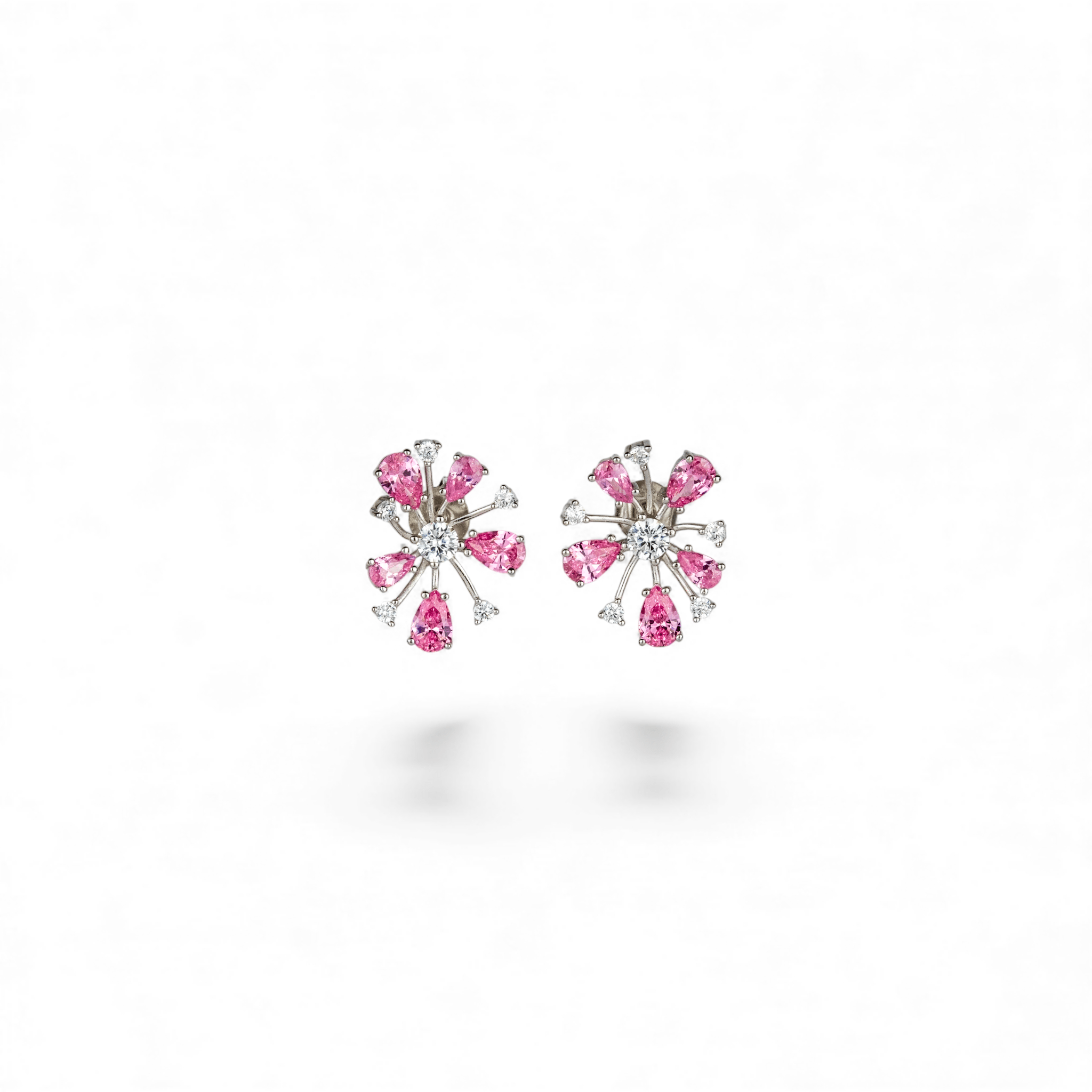 Pink & White Flower Burst Studs - Miraura Jewels