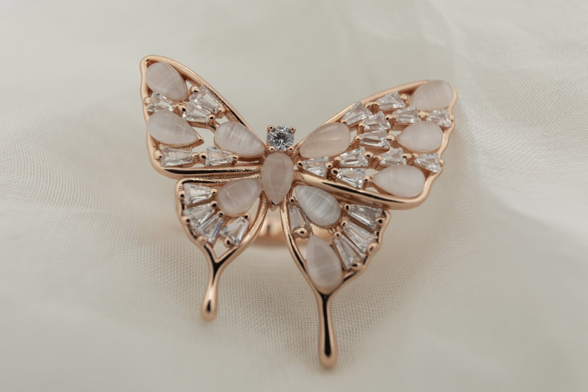 Polished Stone Butterfly Ring - Miraura Jewels