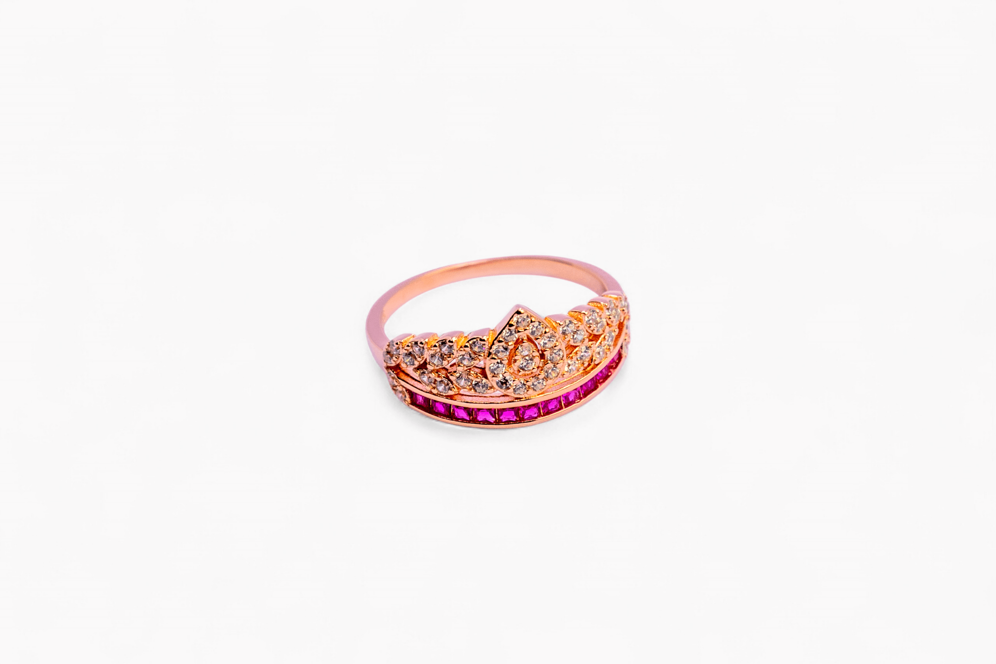 Princess Tiara Ring with Pink Stones - Miraura Jewels