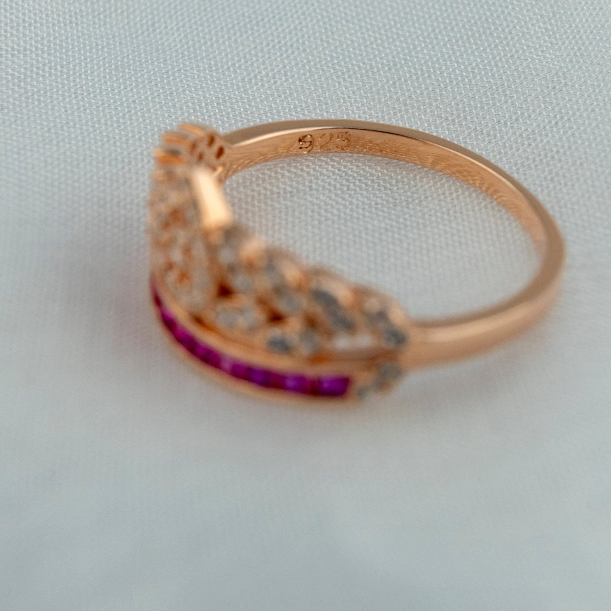 Princess Tiara Ring with Pink Stones - Miraura Jewels