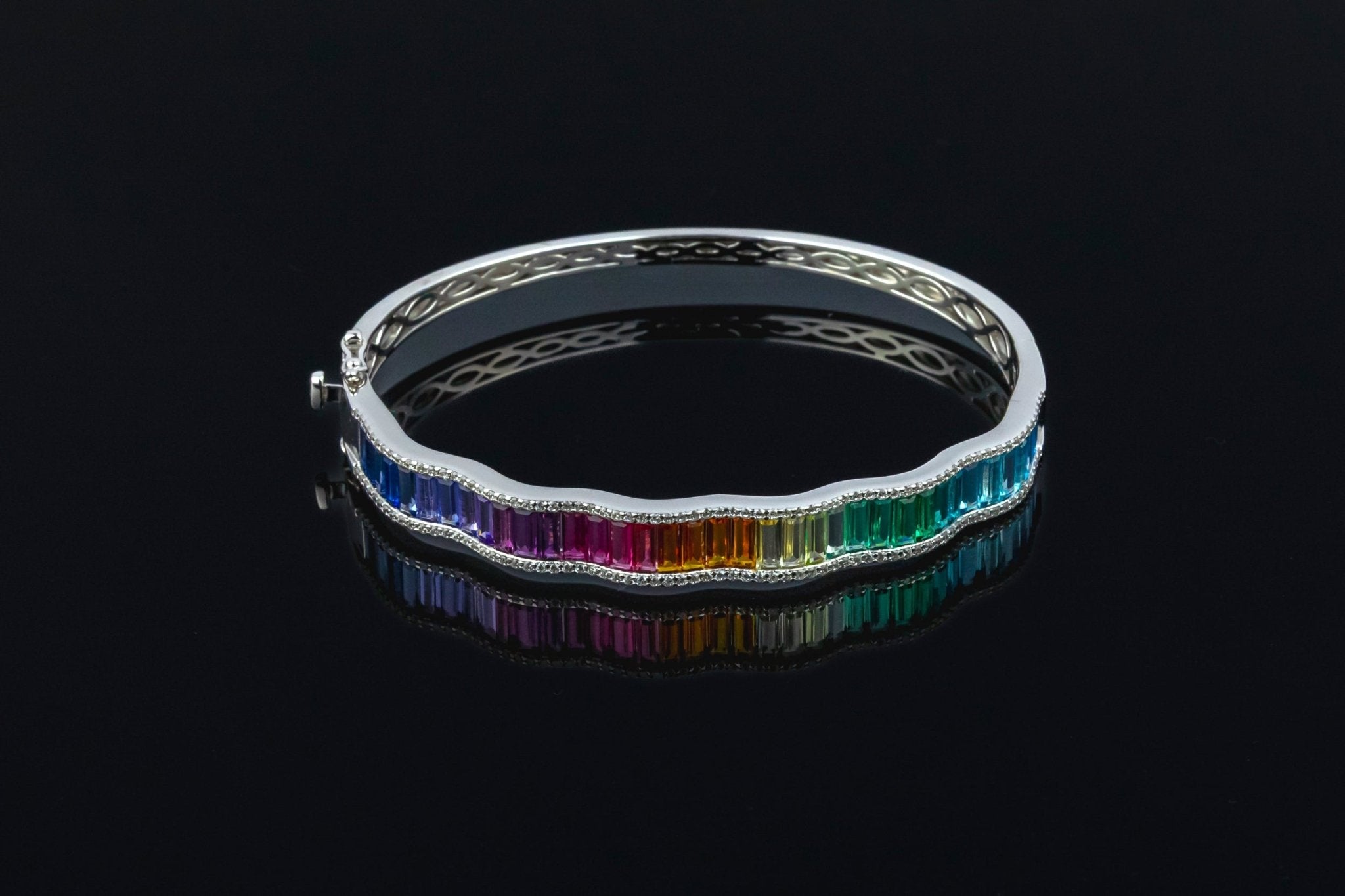 Rainbow Baguette Bangle - Miraura Jewels