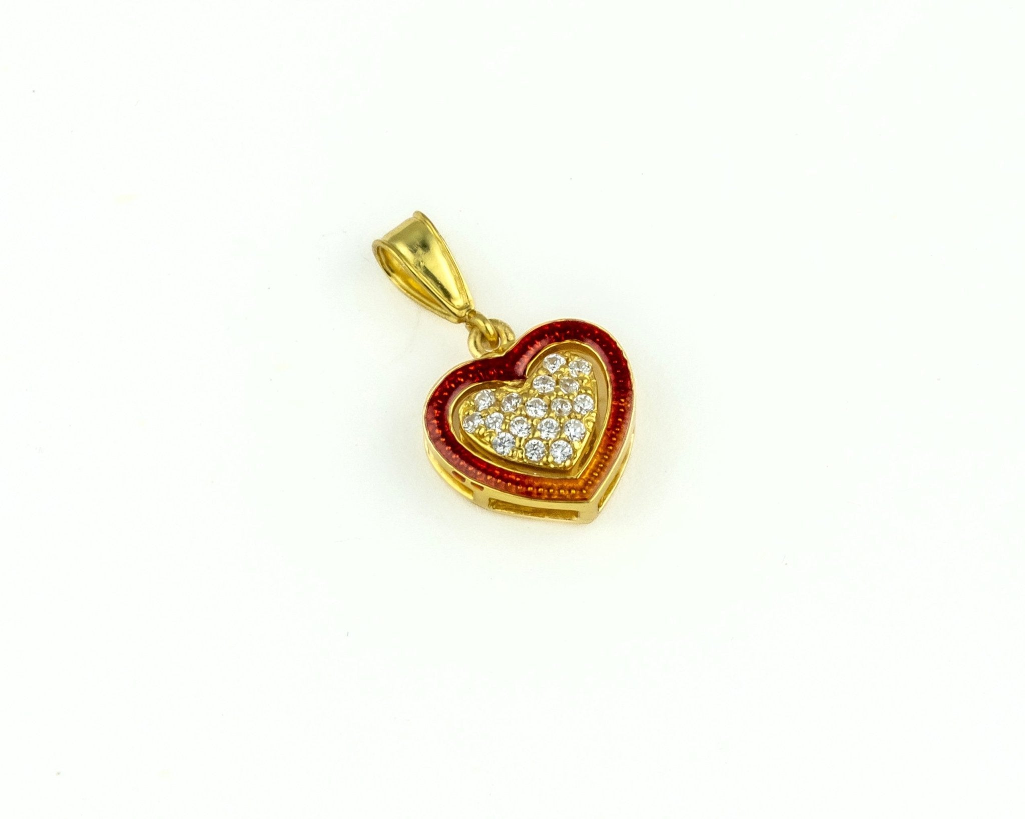 Red Enamel Heart Pendant - Miraura Jewels