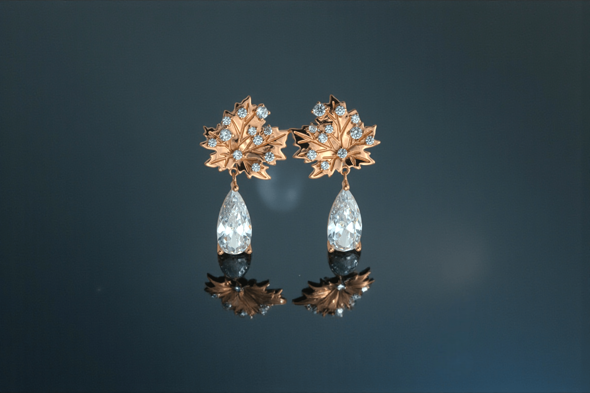 Rose Gold Blossom Teardrop Earrings - Miraura Jewels
