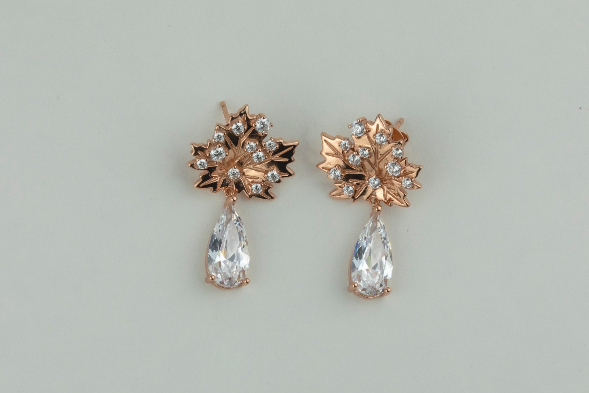 Rose Gold Blossom Teardrop Earrings - Miraura Jewels