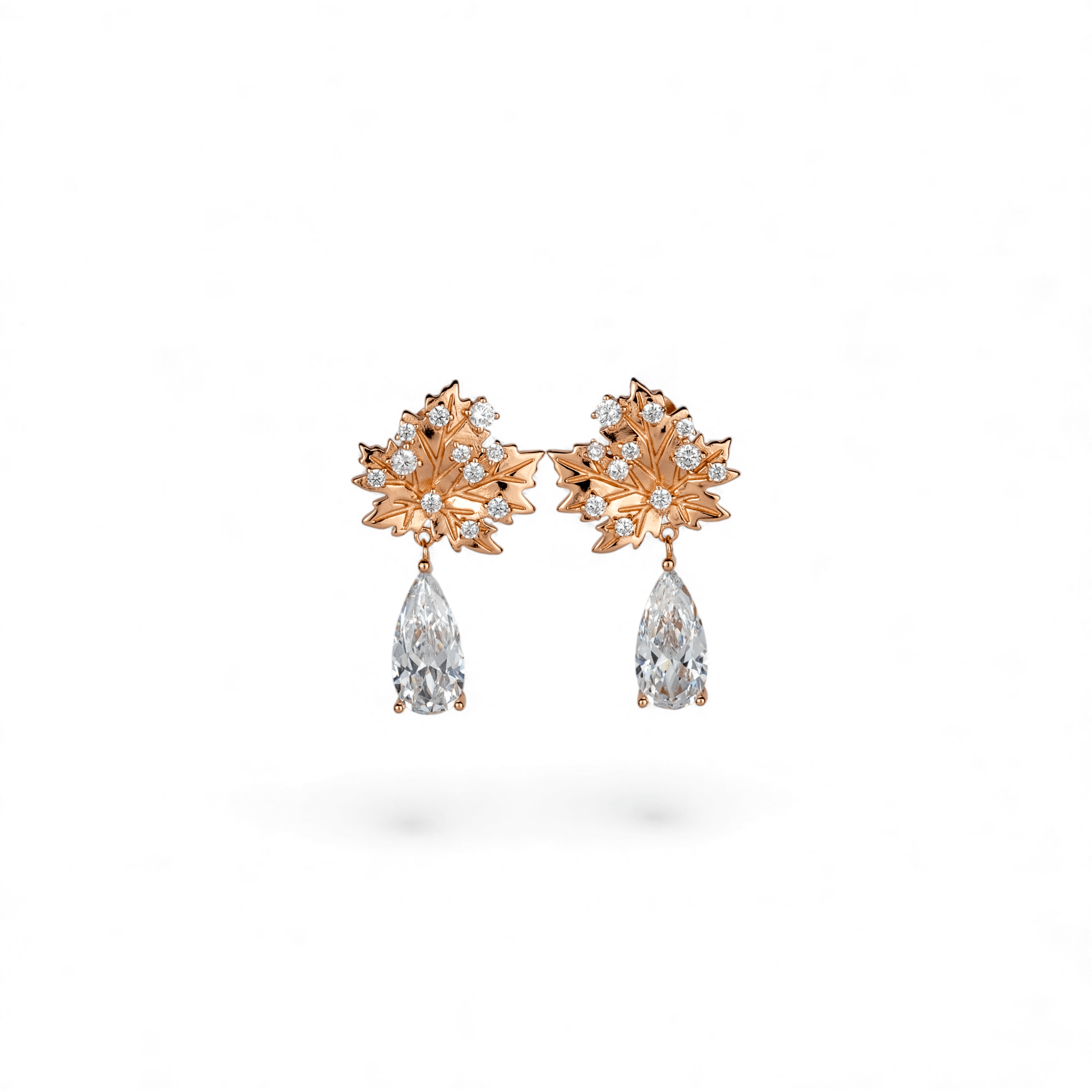 Rose Gold Blossom Teardrop Earrings - Miraura Jewels