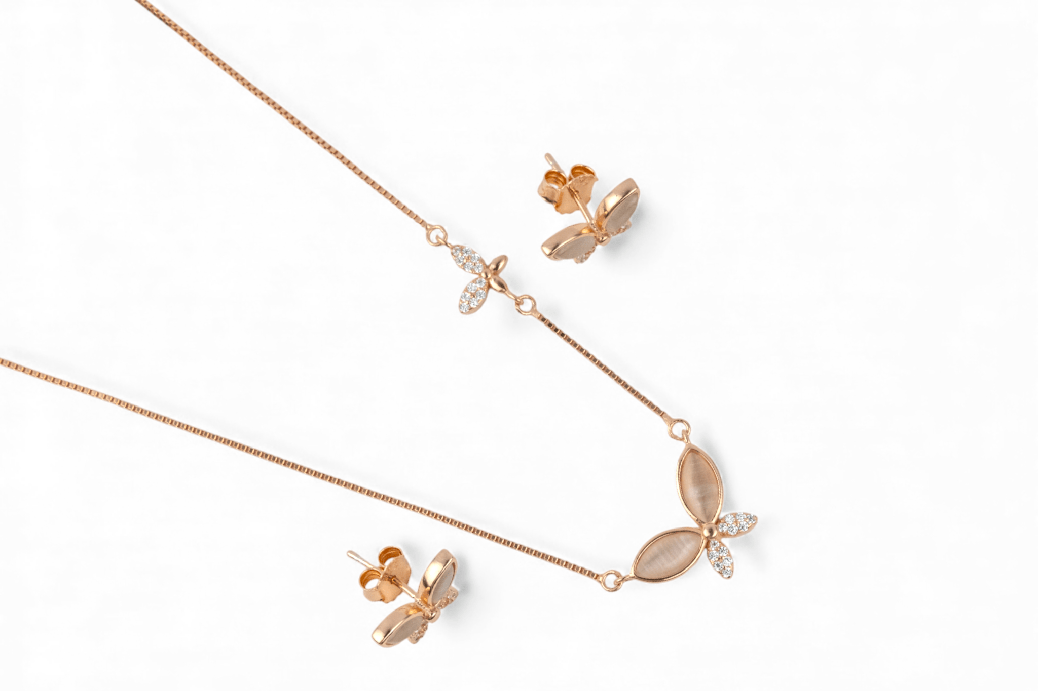 Rose Gold Butterfly Lariat Necklace - Miraura Jewels