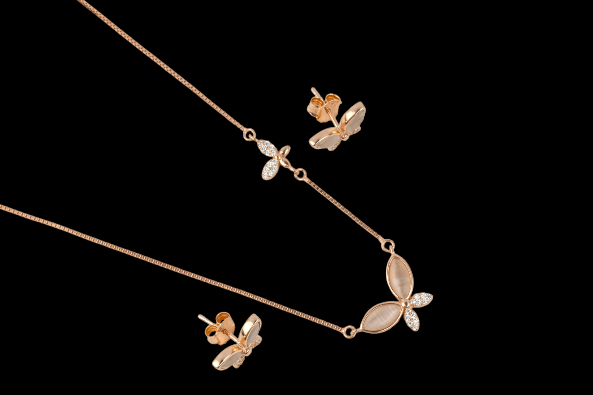 Rose Gold Butterfly Lariat Necklace - Miraura Jewels