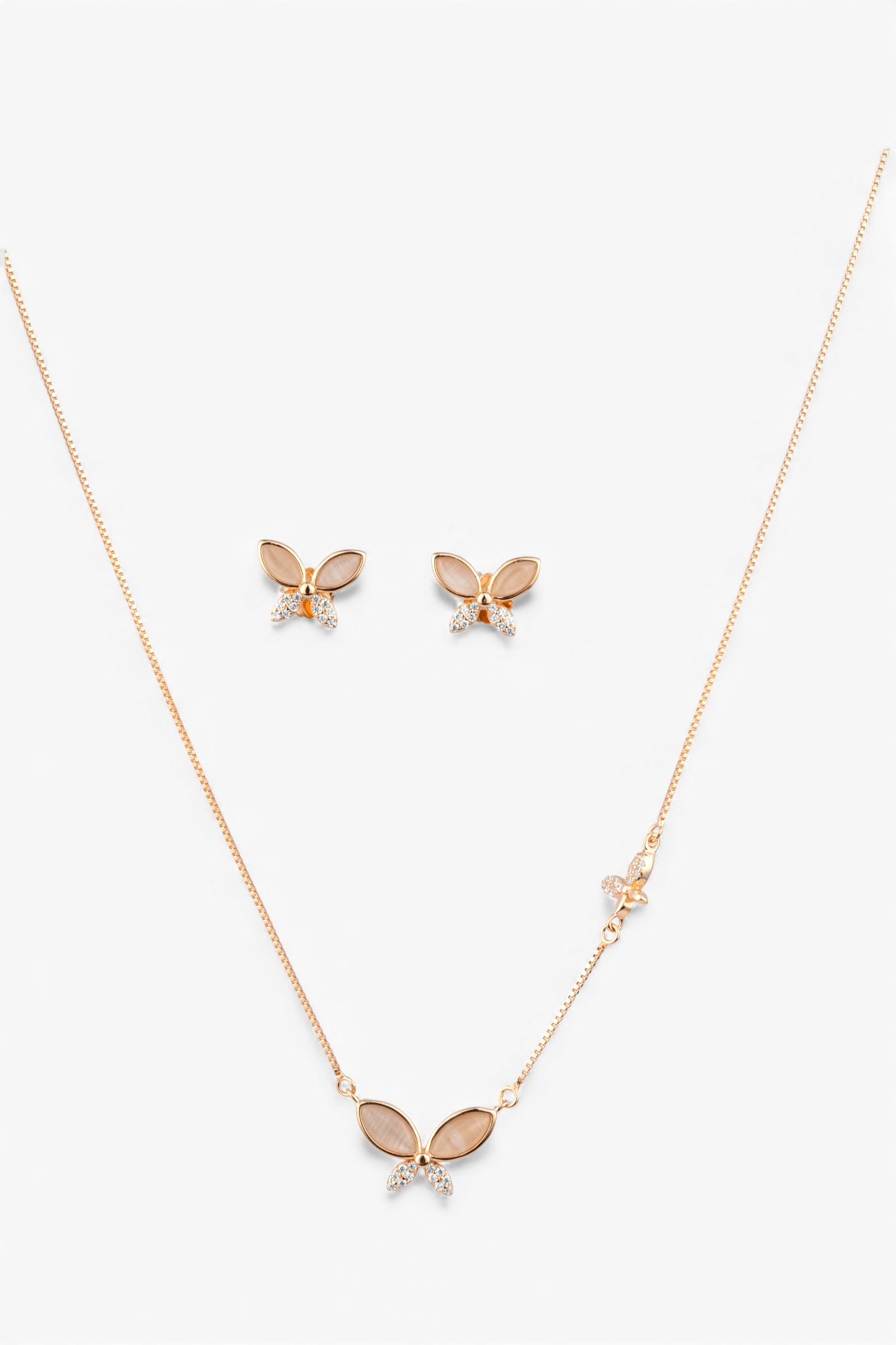 Rose Gold Butterfly Lariat Necklace - Miraura Jewels