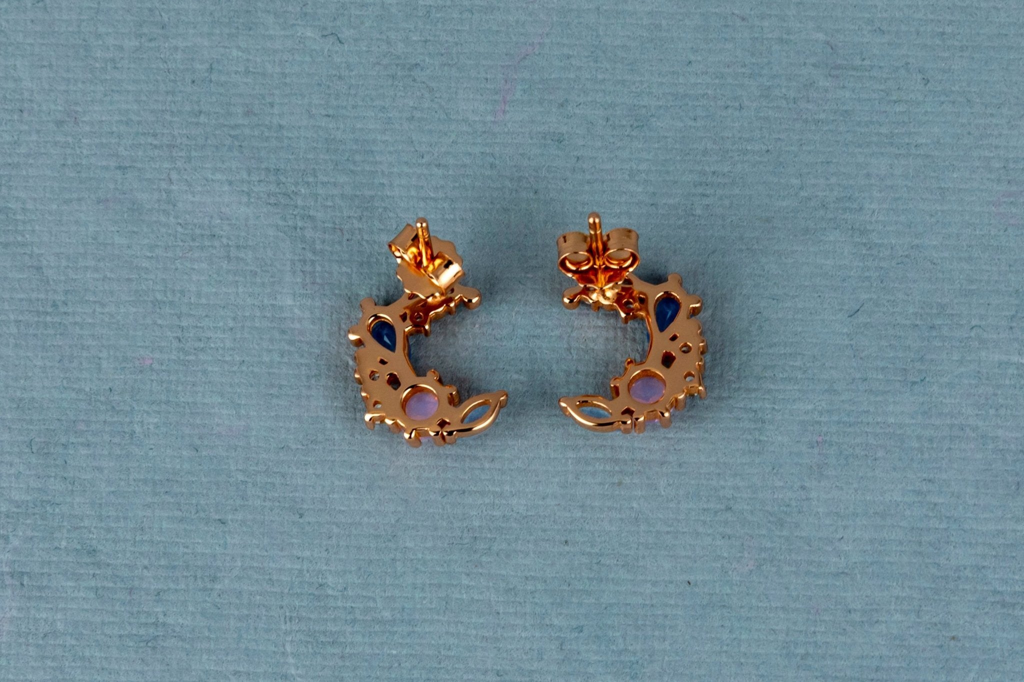 Rose Gold Crescent Studs - Miraura Jewels