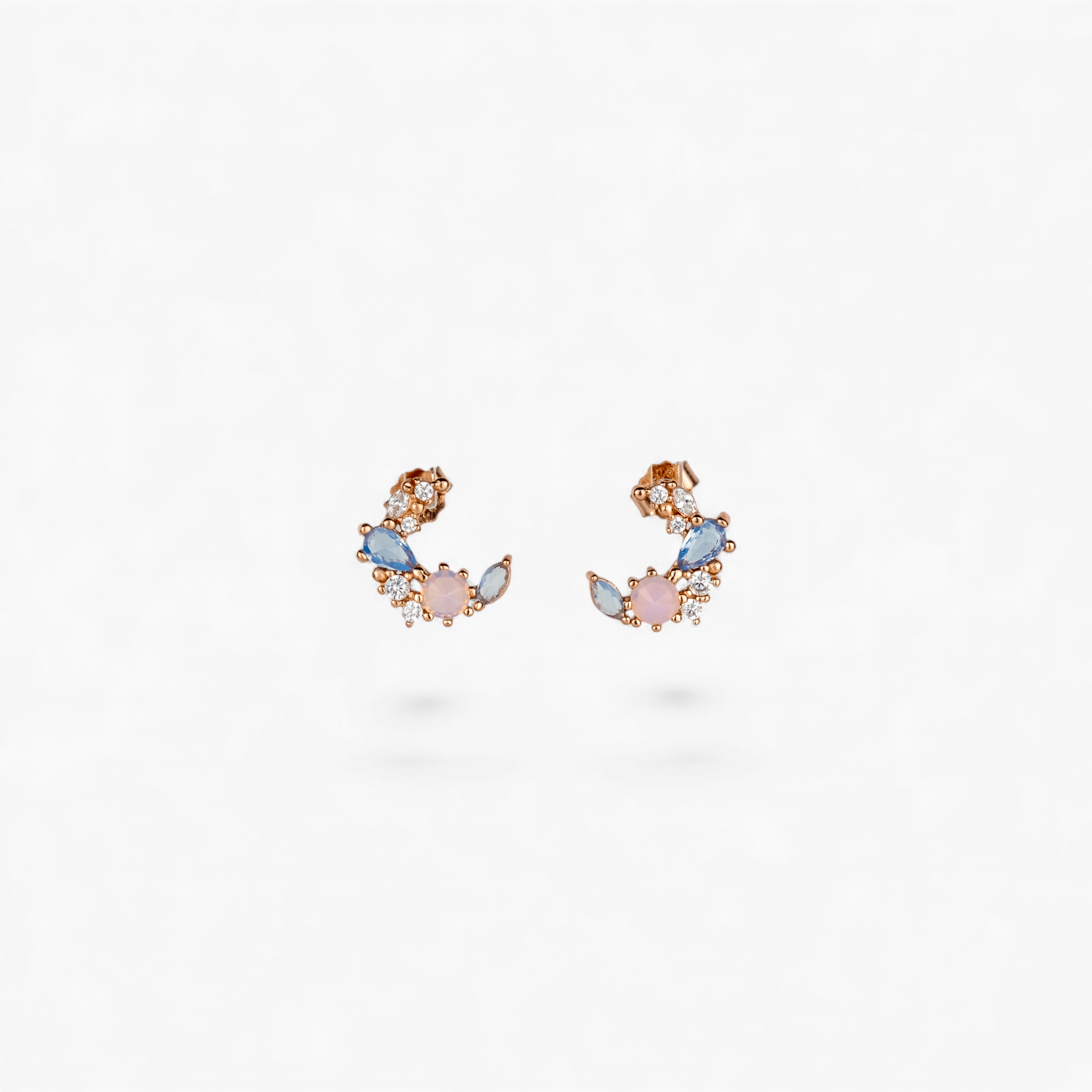 Rose Gold Crescent Studs - Miraura Jewels
