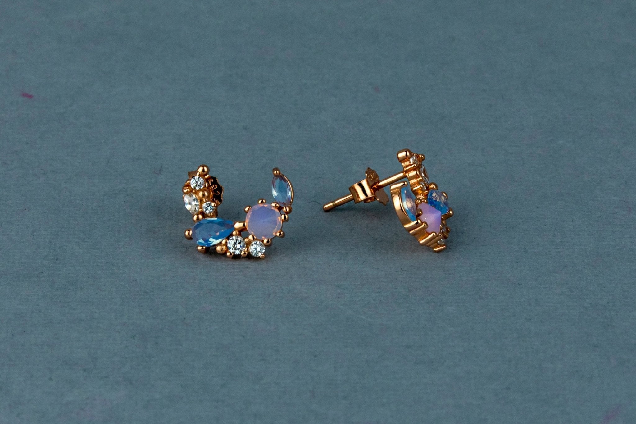 Rose Gold Crescent Studs - Miraura Jewels