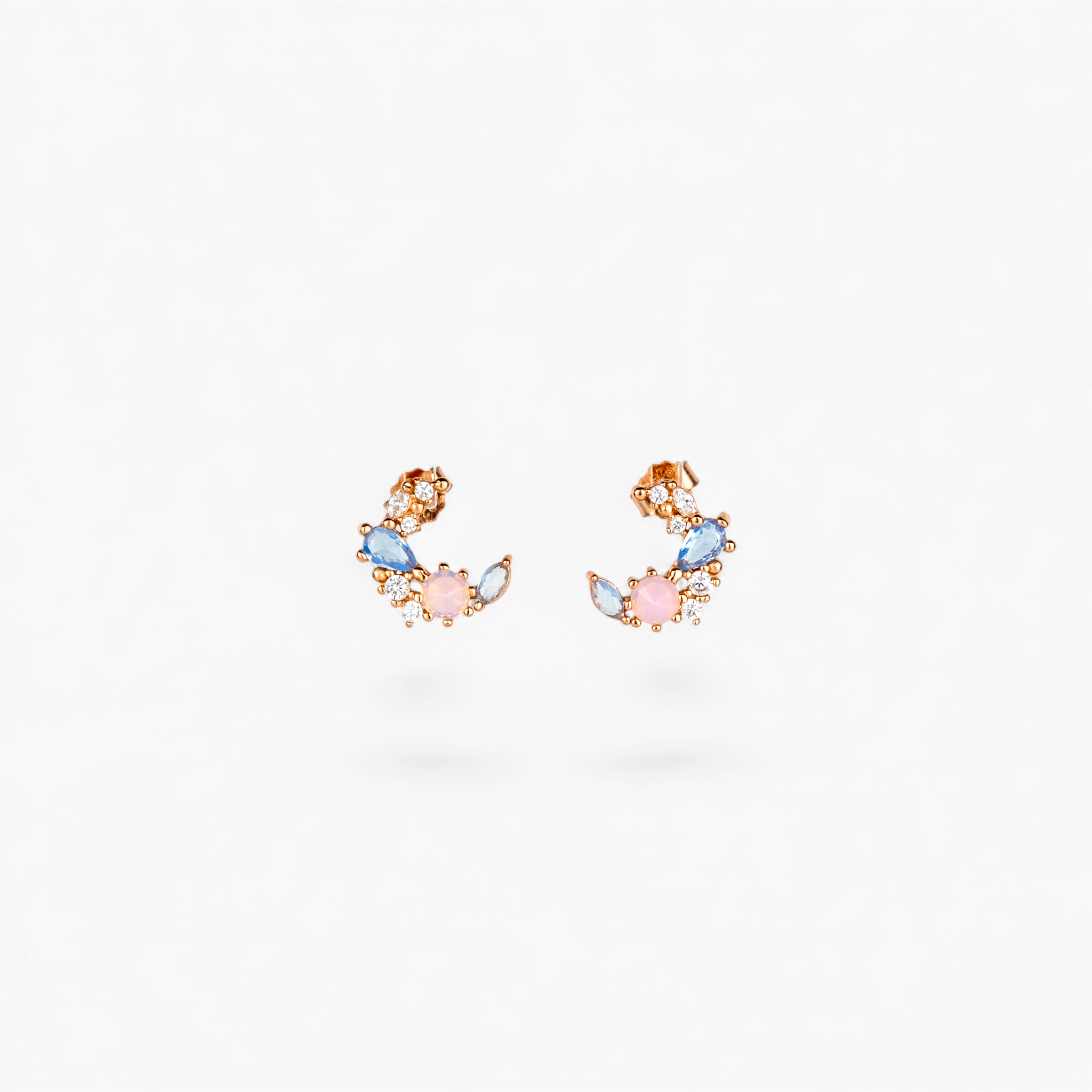 Rose Gold Crescent Studs - Miraura Jewels