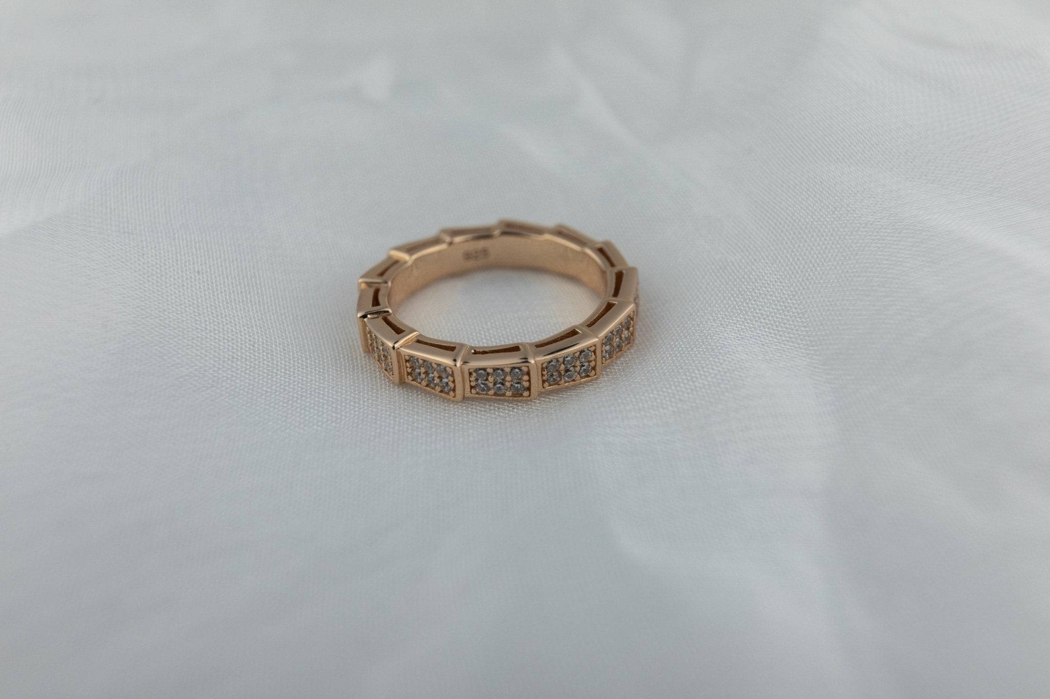 Rose Gold CZ Segment Band - Miraura Jewels