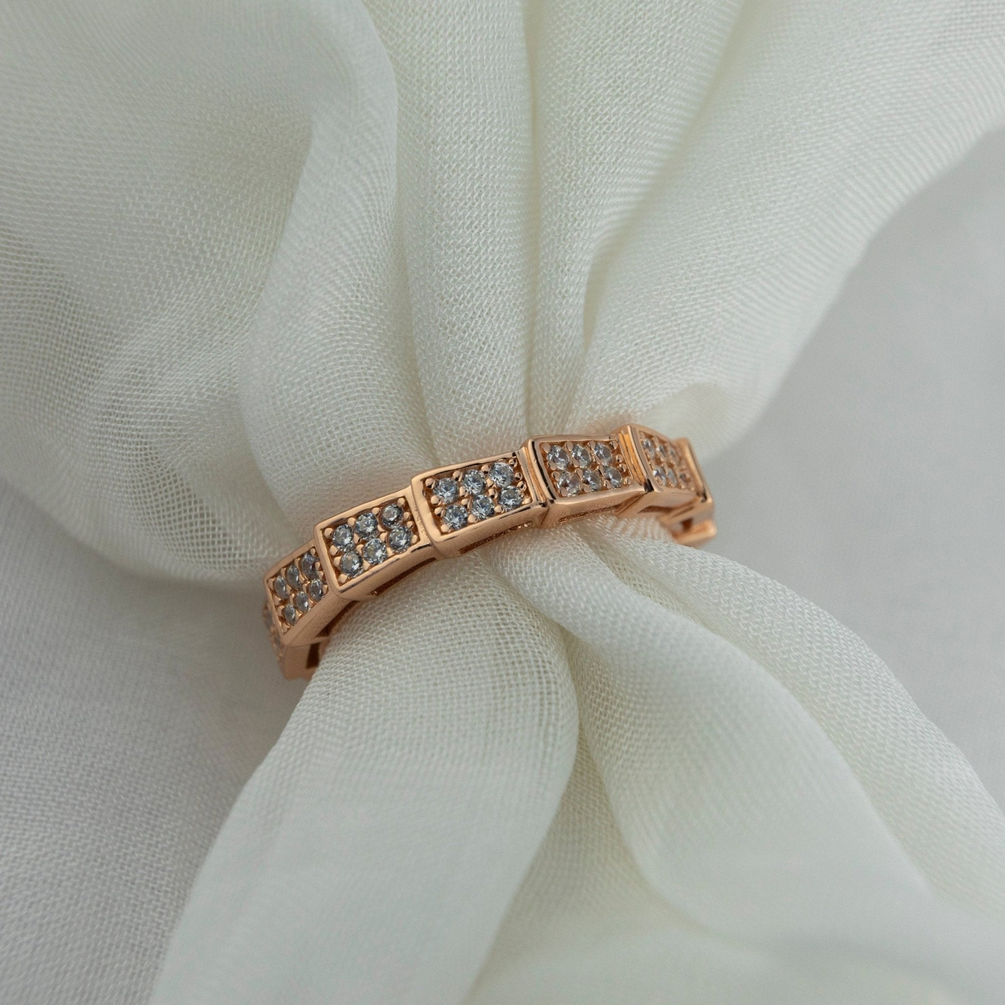 Rose Gold CZ Segment Band - Miraura Jewels