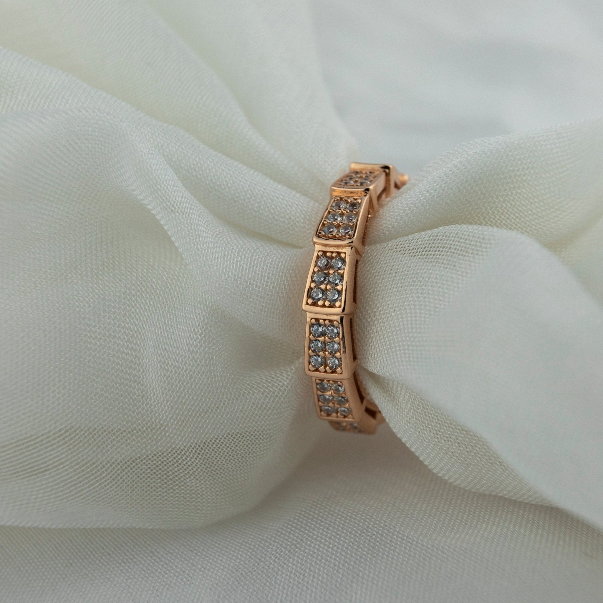 Rose Gold CZ Segment Band - Miraura Jewels